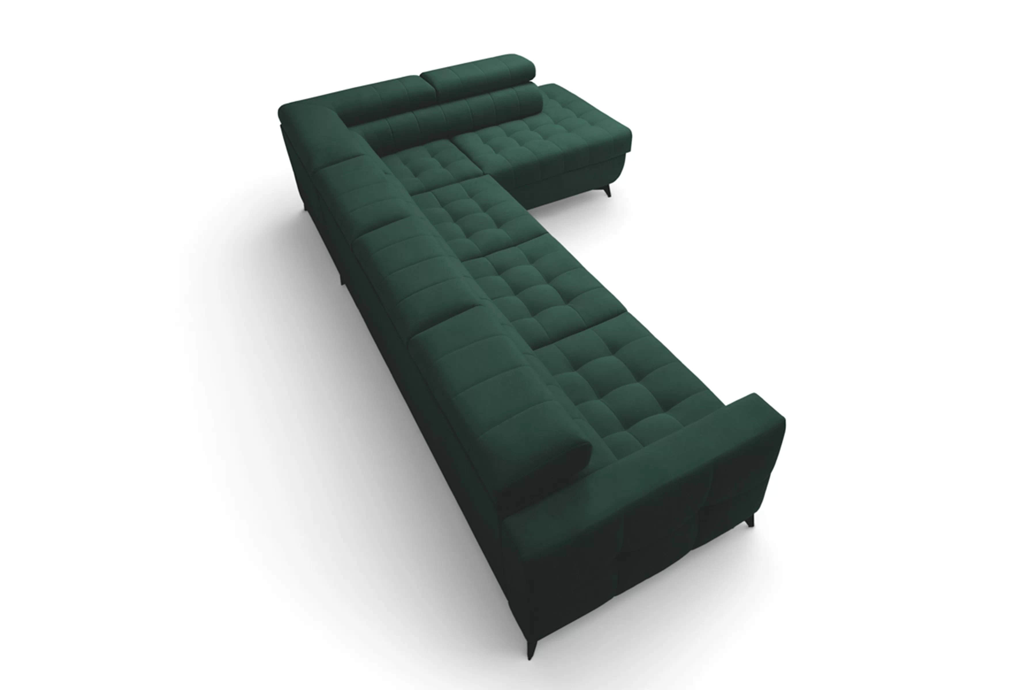 Rozkladacia rohová sedacia súprava Nardo Maxi pravá - zelený zamat Bluvel 78 Rohová sedacia súprava Nardo Maxi s funkciou spánku pravá strana - Zelený velúr Bluvel 78