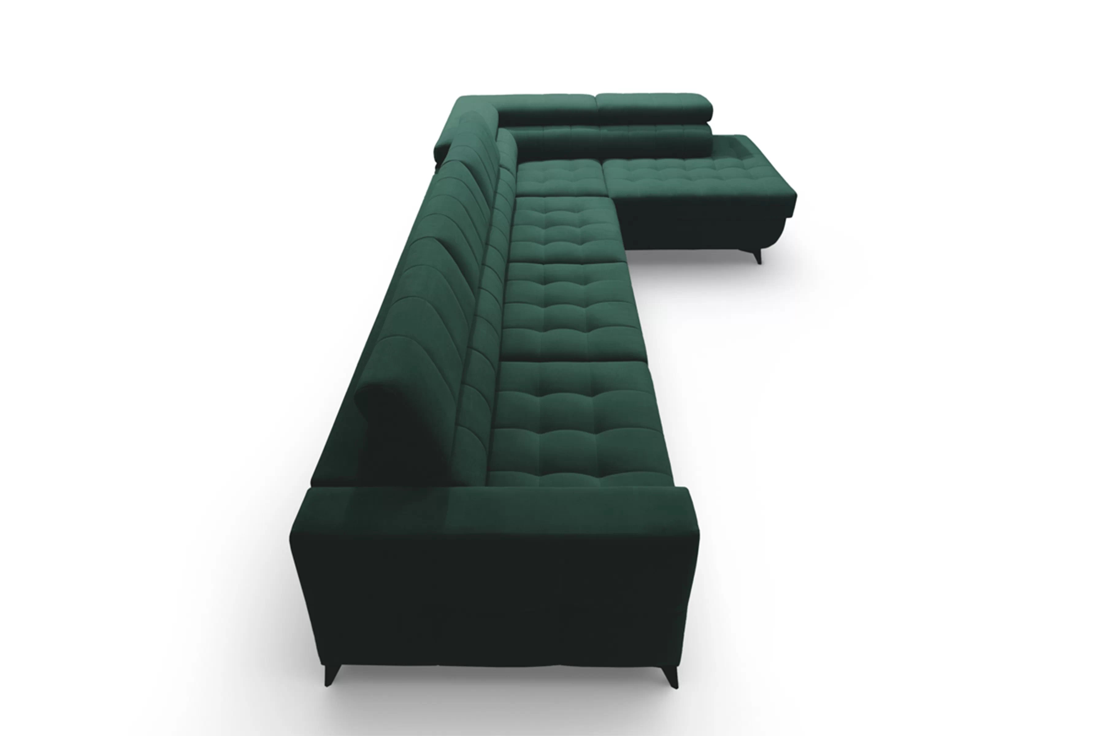 Rozkladacia rohová sedacia súprava Nardo Maxi pravá - zelený zamat Bluvel 78 Rohová sedacia súprava Nardo Maxi s funkciou spánku pravá strana - Zelený velúr Bluvel 78