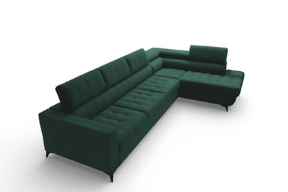 Rozkladacia rohová sedacia súprava Nardo Maxi pravá - zelený zamat Bluvel 78 Rohová sedacia súprava Nardo Maxi s funkciou spánku pravá strana - Zelený velúr Bluvel 78