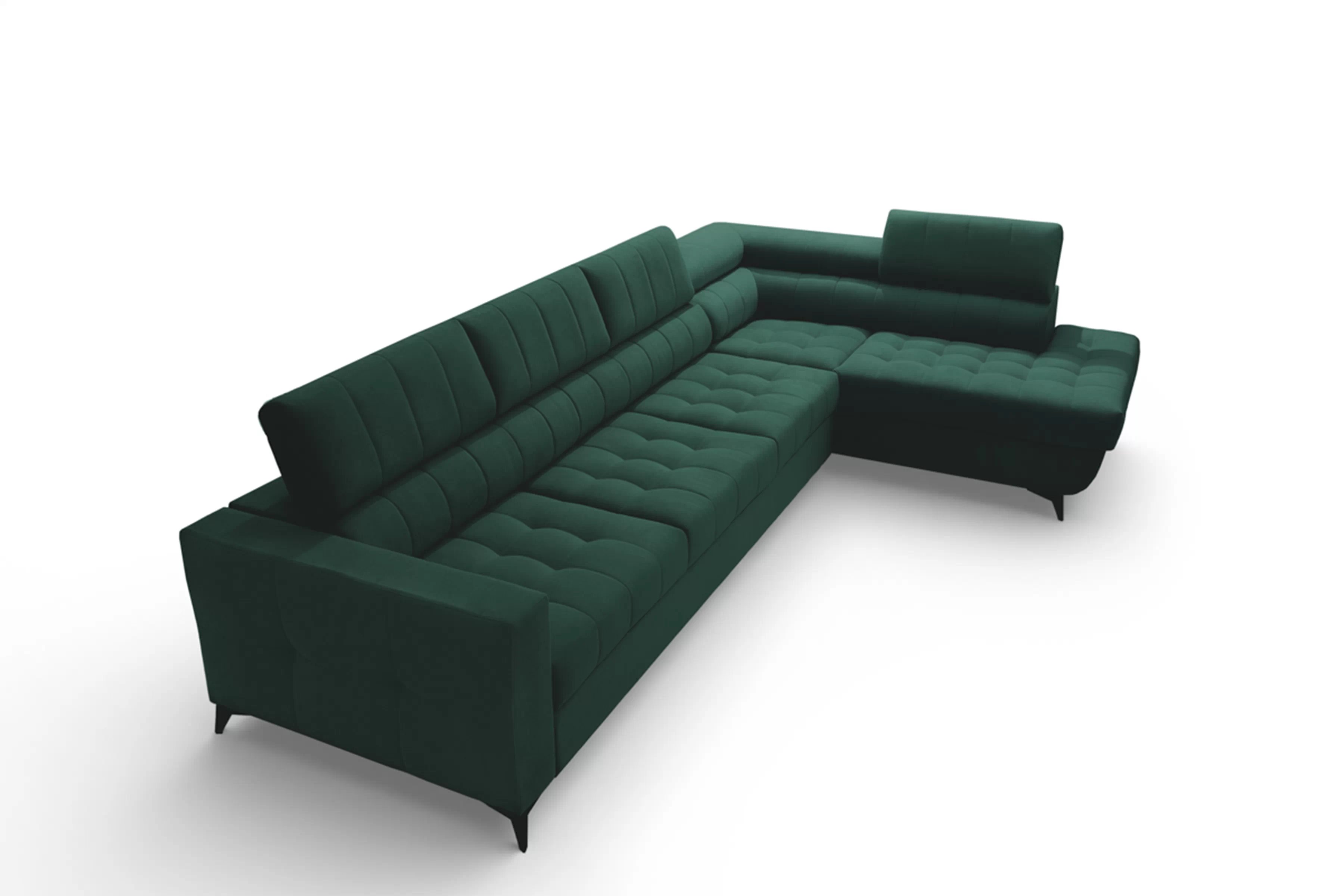 Rozkladacia rohová sedacia súprava Nardo Maxi pravá - zelený zamat Bluvel 78 Rohová sedacia súprava Nardo Maxi s funkciou spánku pravá strana - Zelený velúr Bluvel 78