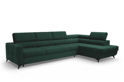 Rozkladacia rohová sedacia súprava Nardo Maxi pravá - zelený zamat Bluvel 78 Rohová sedacia súprava Nardo Maxi s funkciou spánku pravá strana - Zelený velúr Bluvel 78
