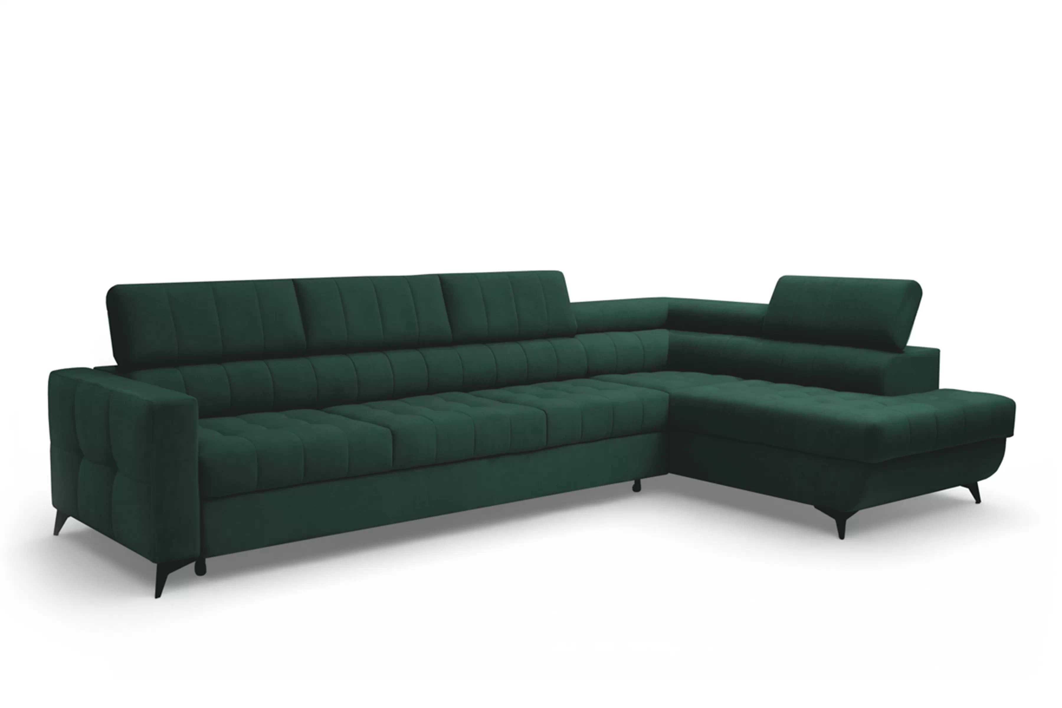 Rozkladacia rohová sedacia súprava Nardo Maxi pravá - zelený zamat Bluvel 78 Rohová sedacia súprava Nardo Maxi s funkciou spánku pravá strana - Zelený velúr Bluvel 78
