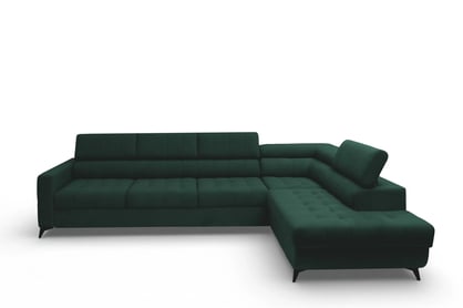 Rozkladacia rohová sedacia súprava Nardo Maxi pravá - zelený zamat Bluvel 78 Rohová sedacia súprava Nardo Maxi s funkciou spánku pravá strana - Zelený velúr Bluvel 78