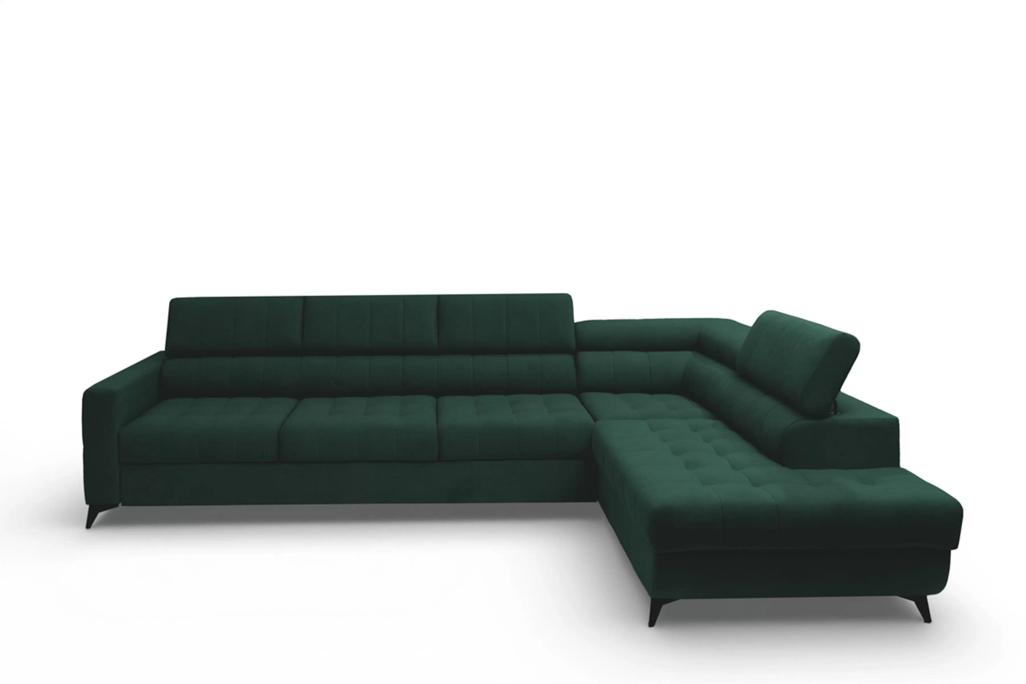 Rozkladacia rohová sedacia súprava Nardo Maxi pravá - zelený zamat Bluvel 78 Rohová sedacia súprava Nardo Maxi s funkciou spánku pravá strana - Zelený velúr Bluvel 78