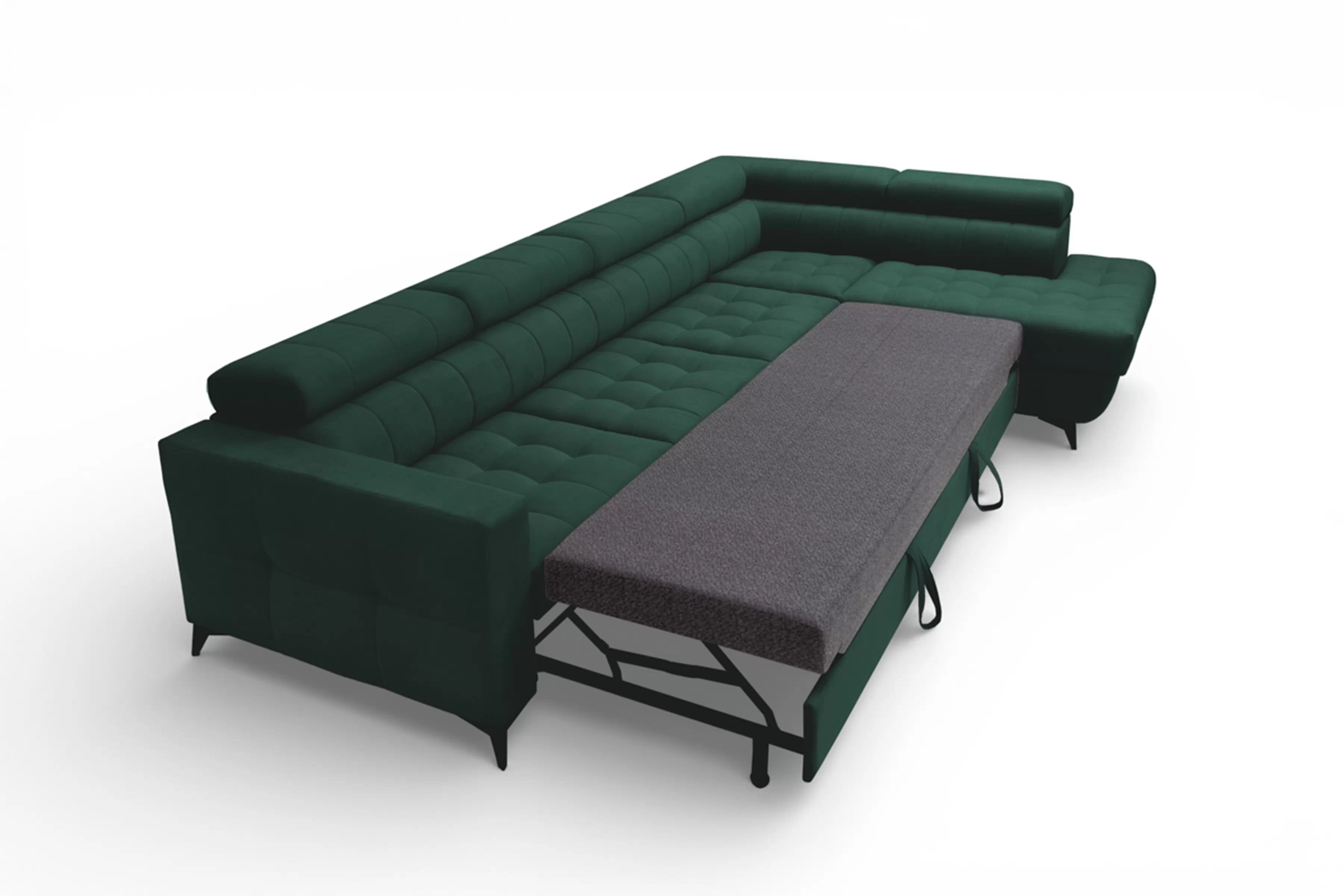 Rozkladacia rohová sedacia súprava Nardo Maxi pravá - zelený zamat Bluvel 78 Rohová sedacia súprava Nardo Maxi s funkciou spánku pravá strana - Zelený velúr Bluvel 78