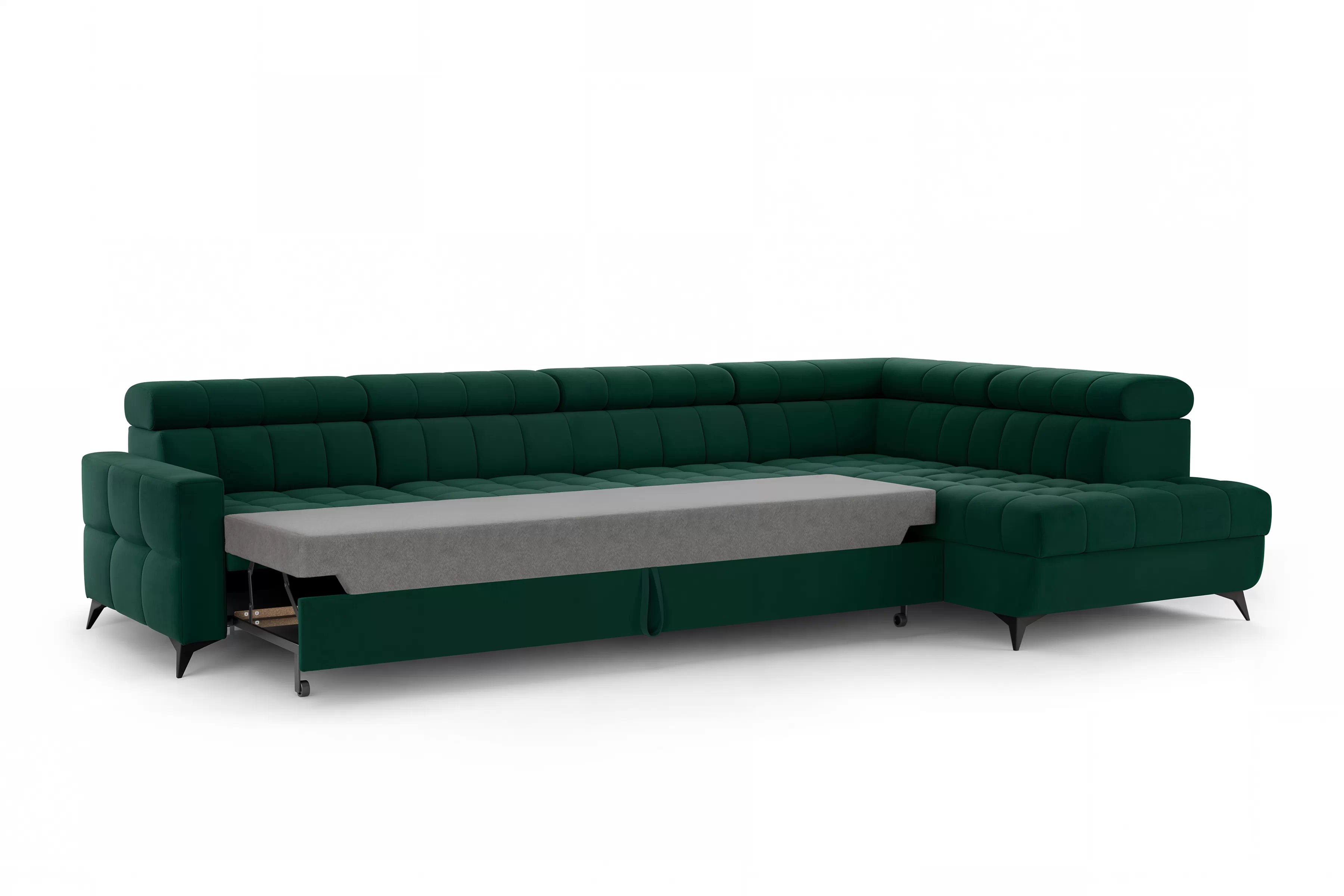 Rozkladacia rohová sedacia súprava Nardo Maxi pravá - zelený zamat Bluvel 78 Rohová sedacia súprava Nardo Maxi s funkciou spánku pravá strana - Zelený velúr Bluvel 78