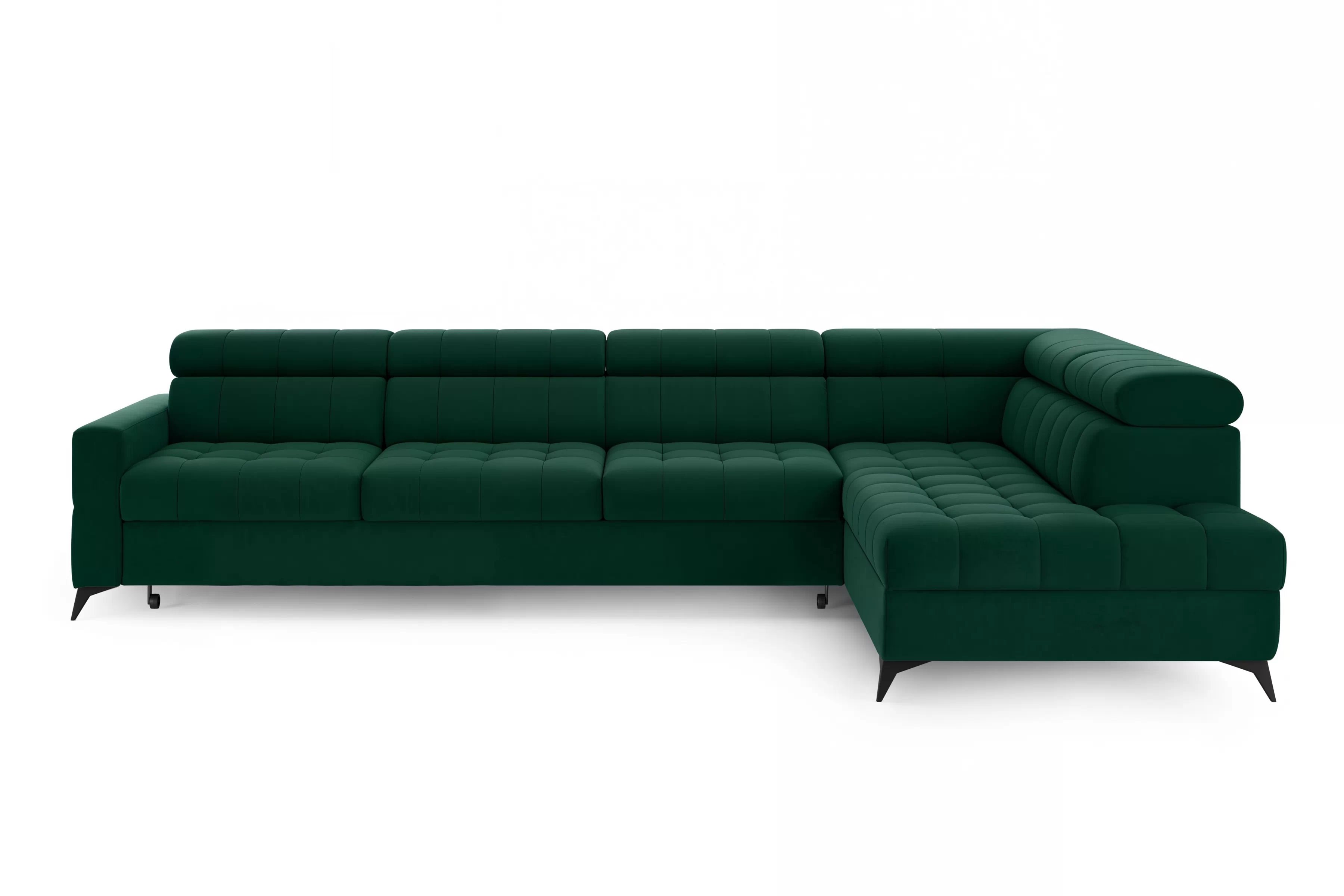 Rozkladacia rohová sedacia súprava Nardo Maxi pravá - zelený zamat Bluvel 78 Rohová sedacia súprava Nardo Maxi s funkciou spánku pravá strana - Zelený velúr Bluvel 78