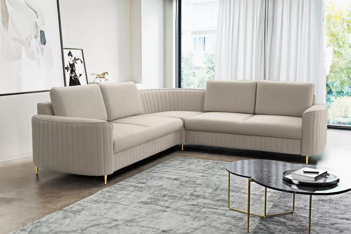 Rohová sedací souprava Nares - béžový samet Castel 15 Rohová sedací souprava Nares - béžový welwet Castel 15