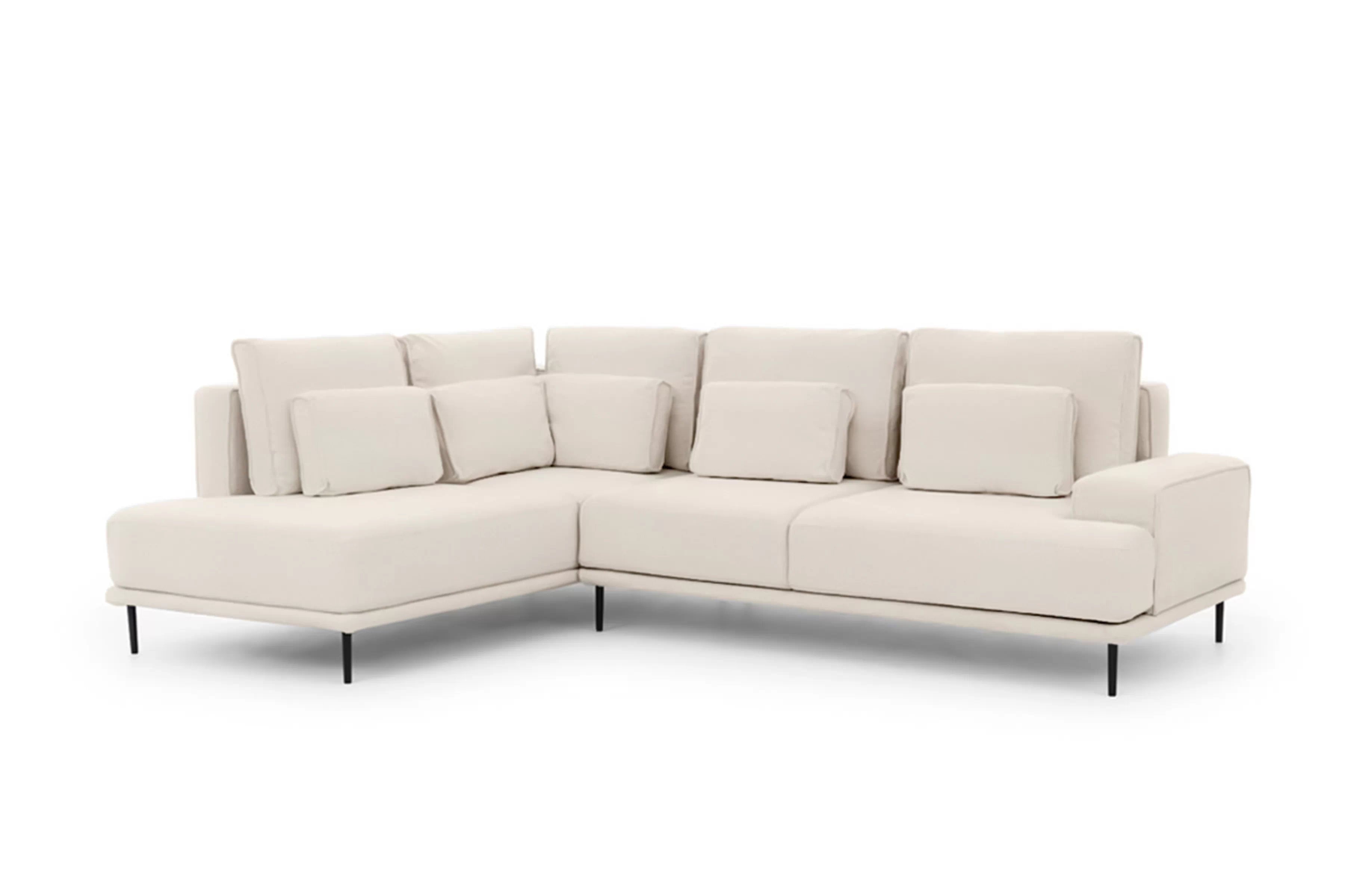 Rozkládací rohová sedací souprava Nicole L levá - krémový samet Matt Velvet 6 / černé nožky Rohová sedací souprava Nicole L rozkladany pro obývacího pokoje levá - Krémový samet Matt Velvet 6 / Nohy černá 