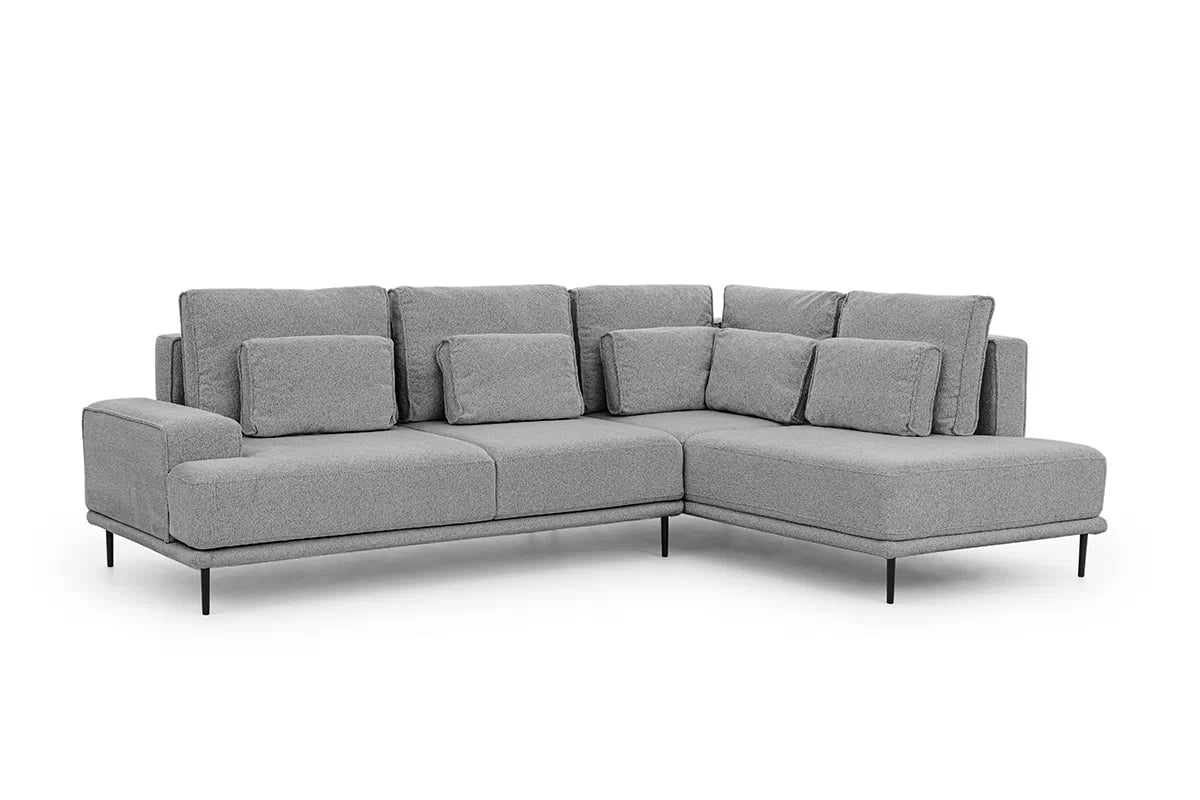 Rohová sedací souprava Nicole L rozkládací pravá - šedá pletenina Magni 206-12 / černé nožky Rohová sedací souprava Nicole L rozkladany pravá - šedá plecionka Magni 206-12 / Nohy černá 