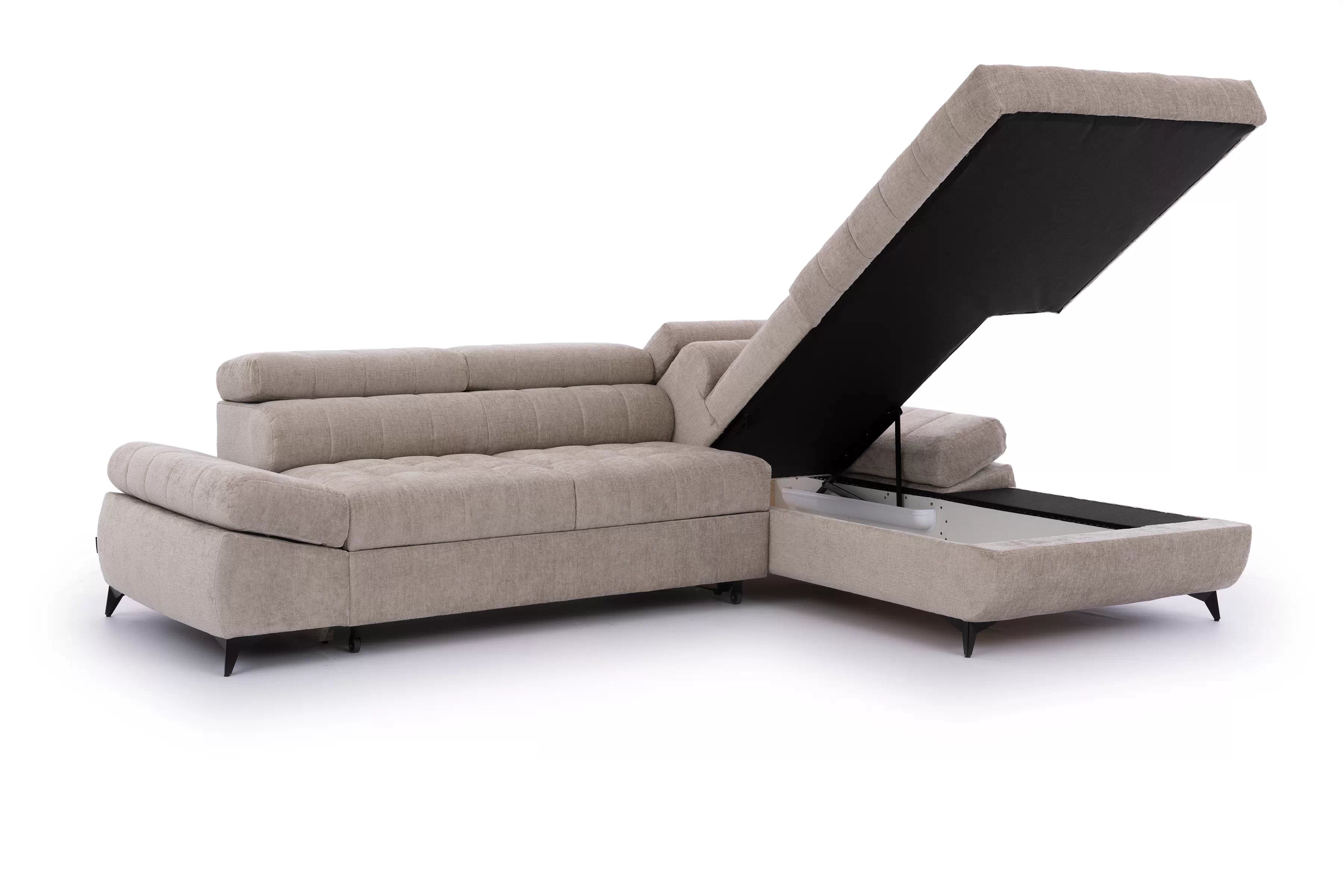 Rohová pohovka Valoris Mini pravá s funkcí spánku - béžový szenil Perfect Harmony 07 Rohová sedací souprava pravá rozkládací Valoris Mini - béžová šenil Perfect harmony 07