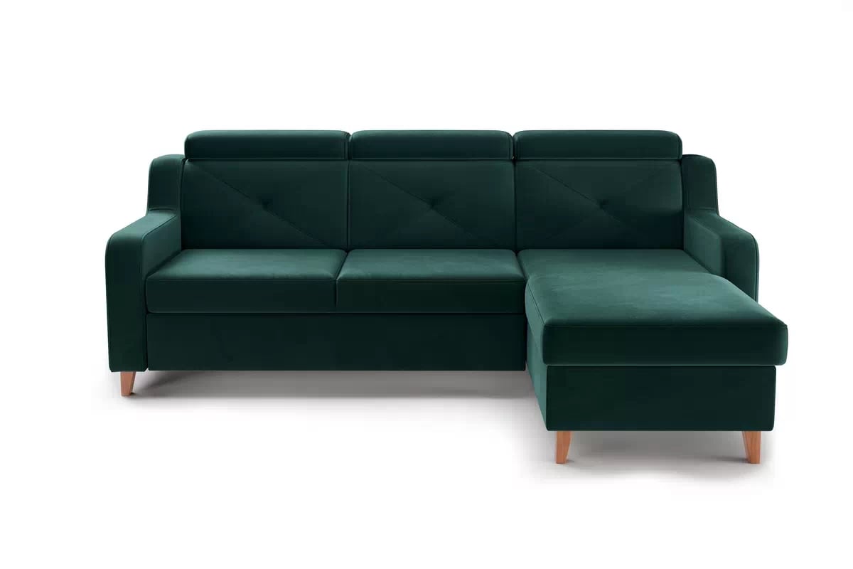 Rohová sedačka Laksaro s rozkladom pravostranná - zelený zamat Trinity 28 Rohová sedacia súprava pravá strana s funkciou spania Laksaro - Zelený zamat Trinity 28