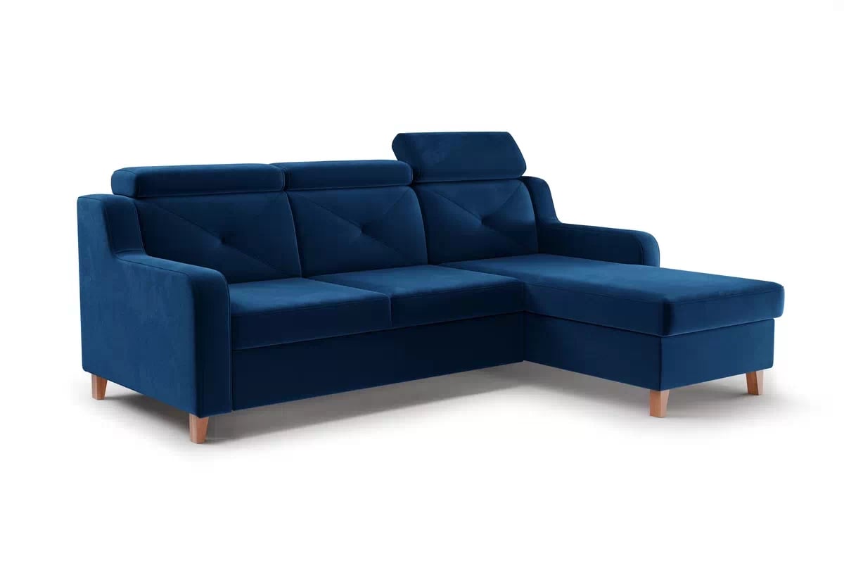 Rohová sedačka Laksaro s rozkladom pravostranná - modrý zamat Trinity 31 Rohová sedacia súprava pravá strana s funkciou spania Laksaro - Modrý zamat Trinity 31
