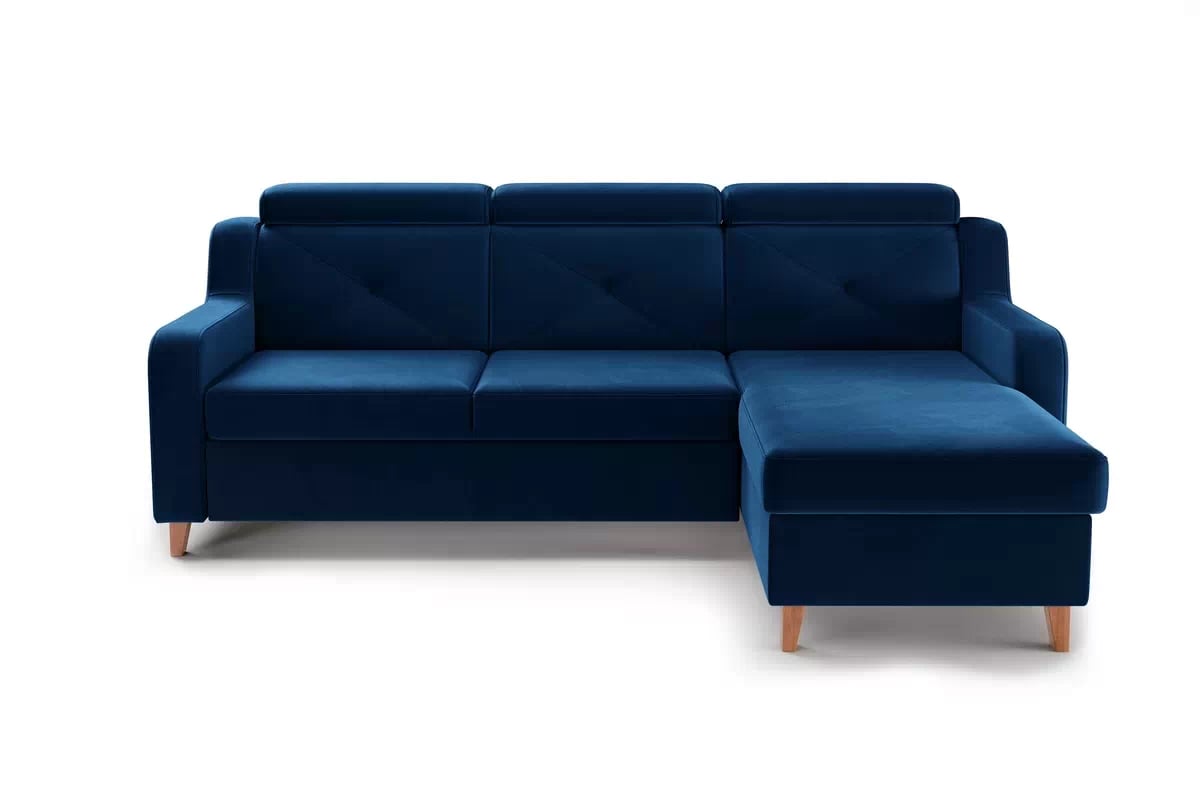 Rohová sedačka Laksaro s rozkladom pravostranná - modrý zamat Trinity 31 Rohová sedacia súprava pravá strana s funkciou spania Laksaro - Modrý zamat Trinity 31