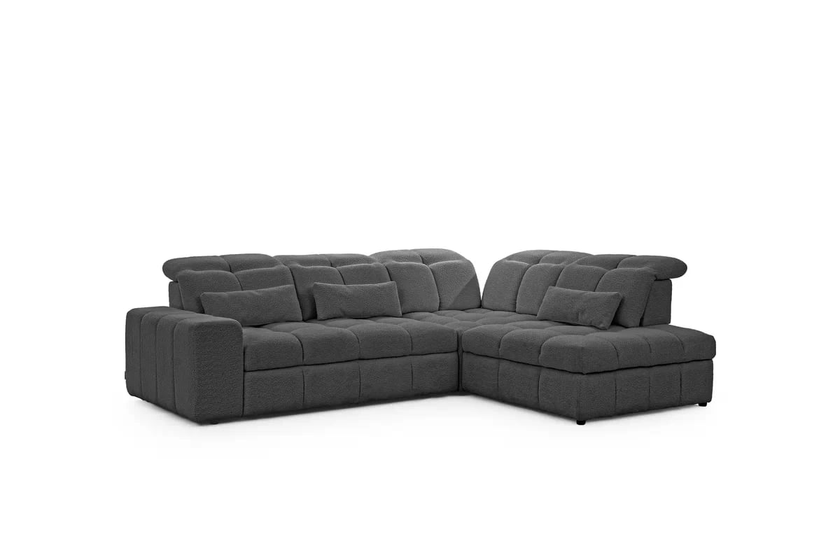 Elektrický rozkládací rohový gauč Magnelio L pravý - šedá bouclé Catch Me 25 Rohová sedací souprava pravá strana rozkládací z elektricky wysuwanym sedadlem Magnelio L - šedá boucle Catch me 25