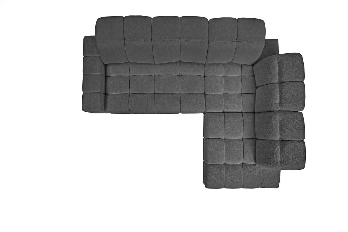 Elektrický rozkládací rohový gauč Magnelio L pravý - šedá bouclé Catch Me 25 Rohová sedací souprava pravá strana rozkládací z elektricky wysuwanym sedadlem Magnelio L - šedá boucle Catch me 25