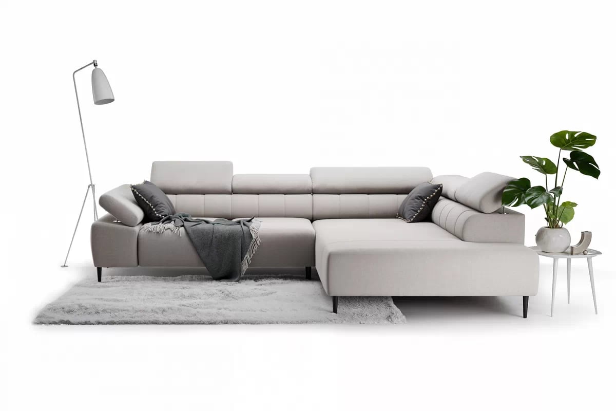 Rohová sedačka Taloria L s el. výsuvným sedadlom pravá - béžová ľahkočistiaca látka Maya 01 / čierne nožičky Rohová sedacia súprava pravá strana Taloria L - Maya 01, nožičky čierny