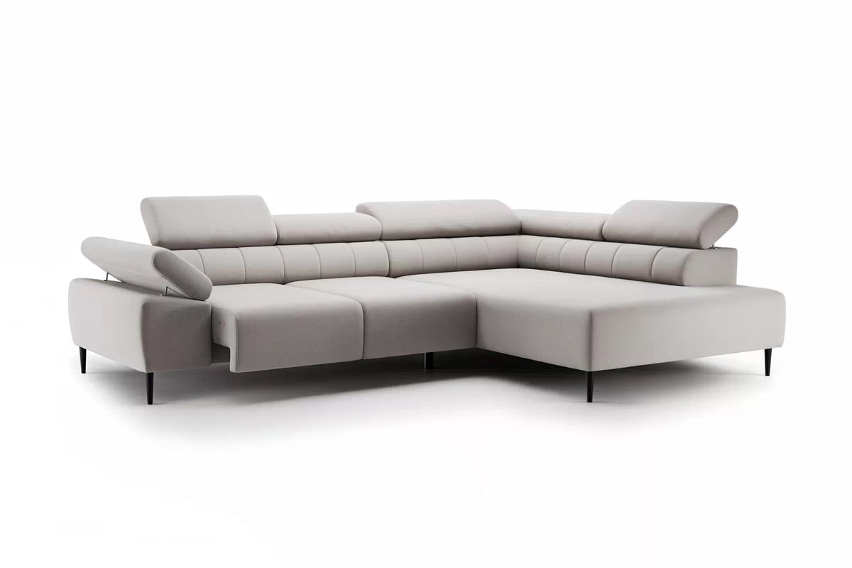 Rohová sedačka Taloria L s el. výsuvným sedadlom pravá - béžová ľahkočistiaca látka Maya 01 / čierne nožičky Rohová sedacia súprava pravá strana Taloria L - Maya 01, nožičky čierny