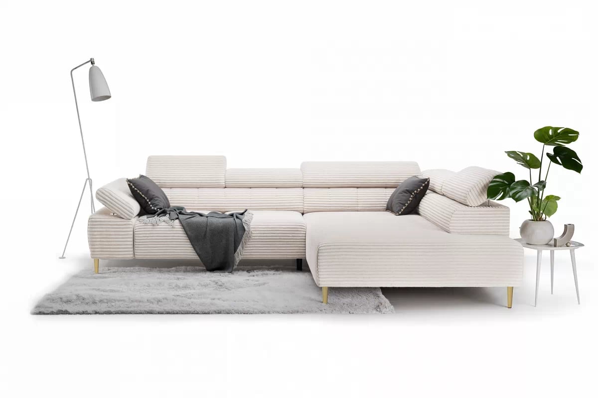 Rohová sedací souprava Taloria L pravá - béžová látka Tilia 01 / zlaté nožky Rohová sedací souprava pravá Taloria L - Tilia 01, Nohy zlaté