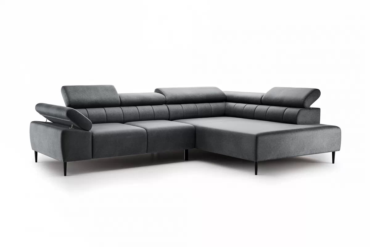 Rohová sedačka Taloria L s el. výsuvným sedadlom pravá - grafitový ľahkočistiaci zamat Zetta 305 / čierne nožičky Rohová sedacia súprava pravá strana Taloria L - Zetta 305, nožičky čierny