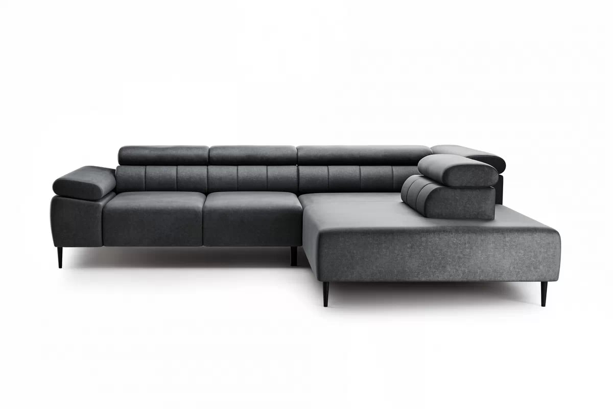 Rohová sedačka Taloria L s el. výsuvným sedadlom pravá - grafitový ľahkočistiaci zamat Zetta 305 / čierne nožičky Rohová sedacia súprava pravá strana Taloria L - Zetta 305, nožičky čierny