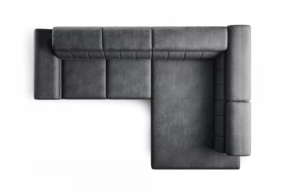 Rohová sedačka Taloria L s el. výsuvným sedadlom pravá - grafitový ľahkočistiaci zamat Zetta 305 / zlaté nožičky Rohová sedacia súprava pravá strana Taloria L - Zetta 305, nožičky zlote