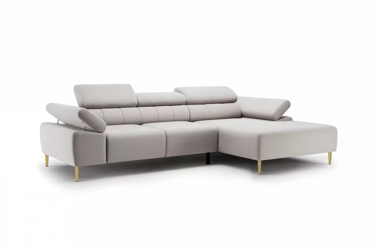 Rohová sedací souprava Taloria Mini pravá - béžová látka Maya 01 / zlaté nožky Rohová sedací souprava pravá Taloria Mini - Maya 01, Nohy zlaté