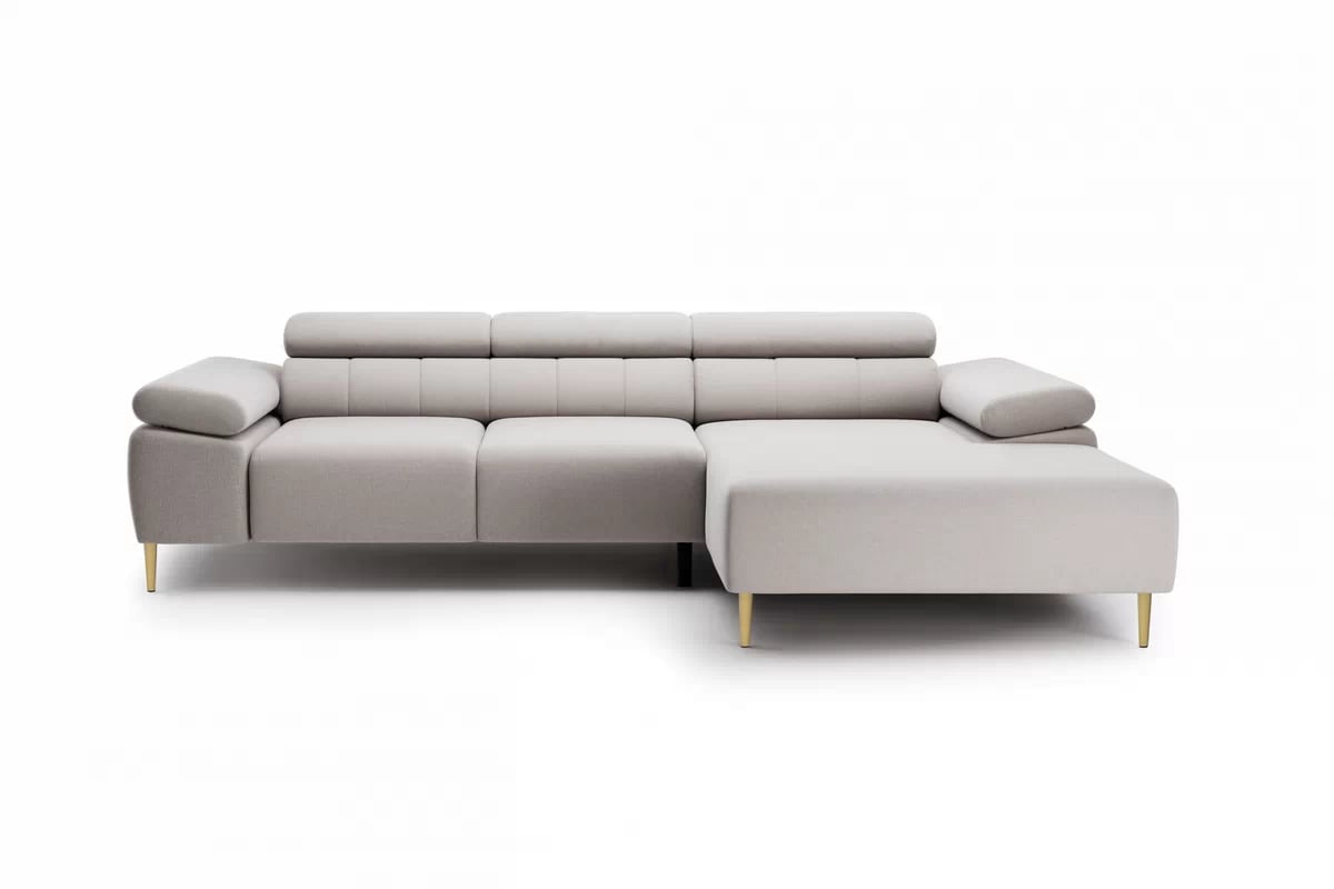 Rohová sedací souprava Taloria Mini pravá - béžová látka Maya 01 / zlaté nožky Rohová sedací souprava pravá Taloria Mini - Maya 01, Nohy zlaté