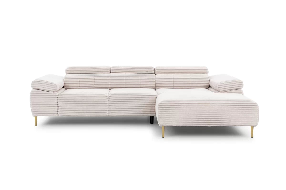 Rohová sedačka Taloria Mini s el. výsuvným sedadlom pravá - béžový plyš Tilia 01 / zlaté nožičky Rohová sedacia súprava pravá strana Taloria Mini - Tilia 01, nožičky zlote