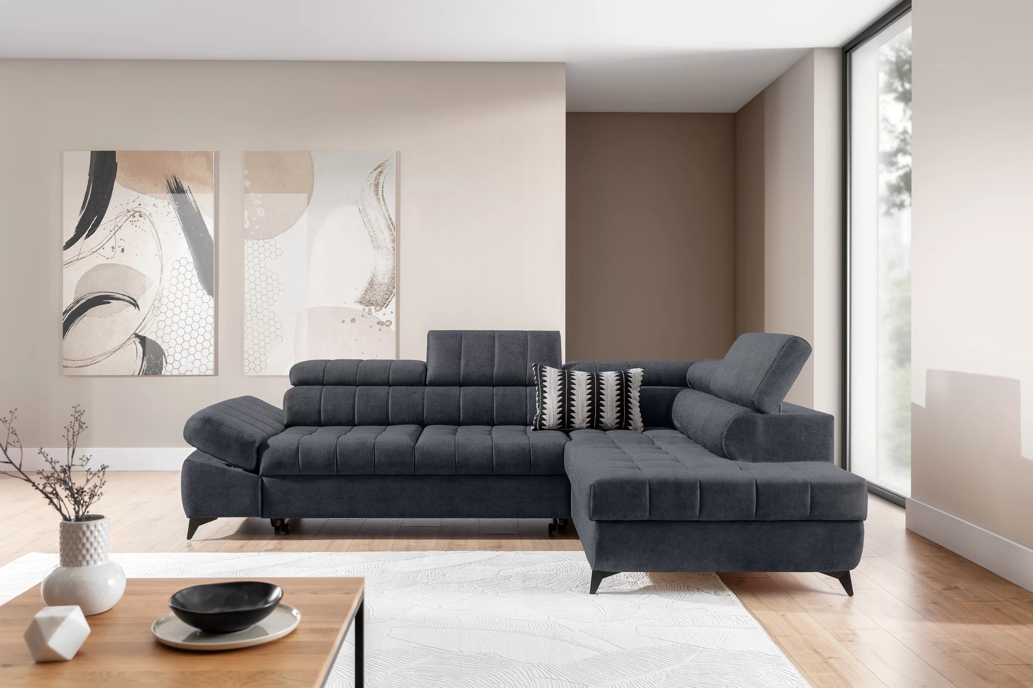 Rohová sedacia súprava Valoris L pravá s funkciou spania - grafitový šenil Perfect Harmony 90 Rohová sedacia súprava pravá strana Valoris L s funkciou spania - Grafitový šenil Perfect Harmony 90