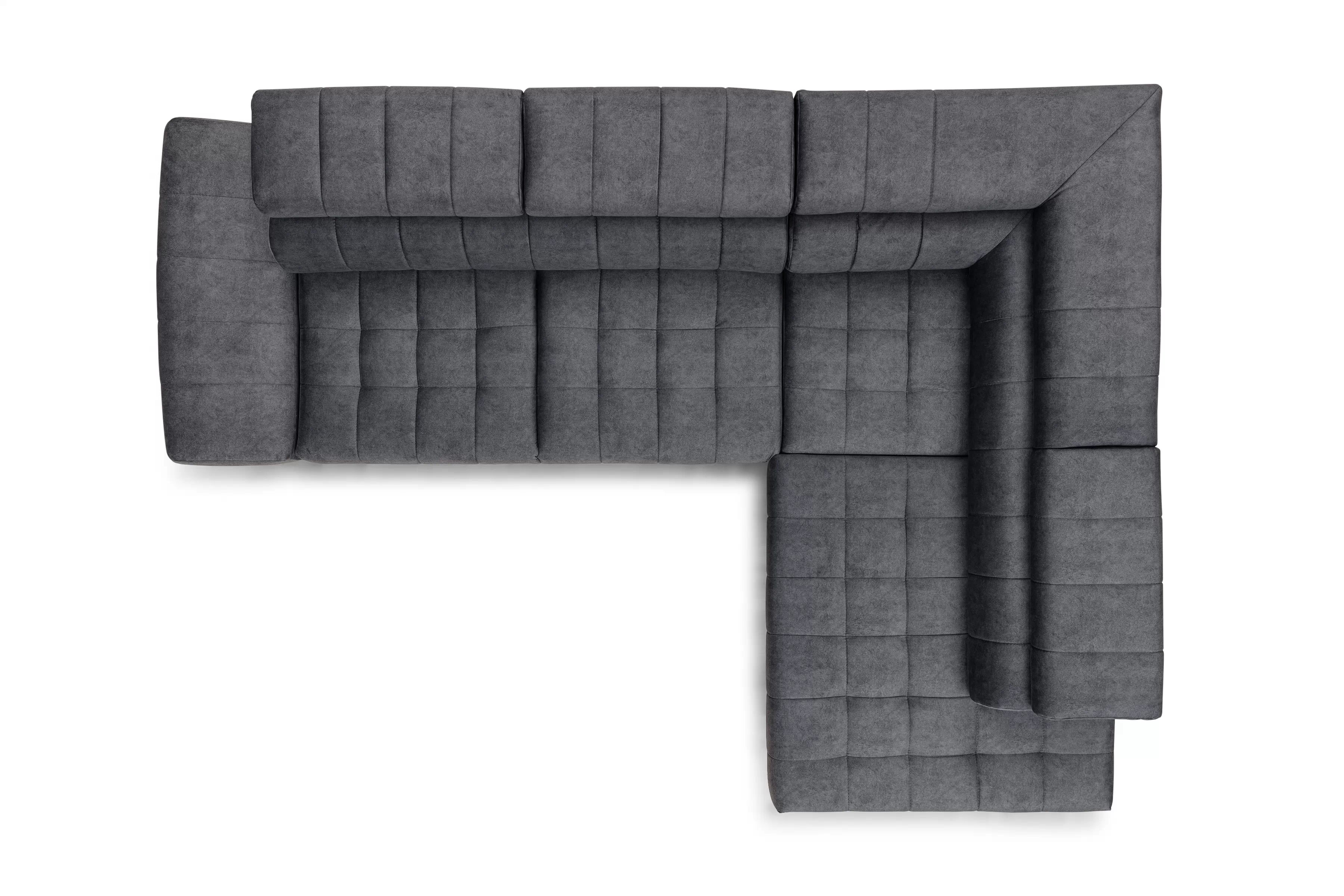 Pravostranná rohová sedačka Valoris L s rozkladom - grafitový hydrofóbny zamat Zetta 305 Rohová sedacia súprava pravá strana Valoris L s funkciou spánku - Grafitový velúr hydrofobowy Zetta 305