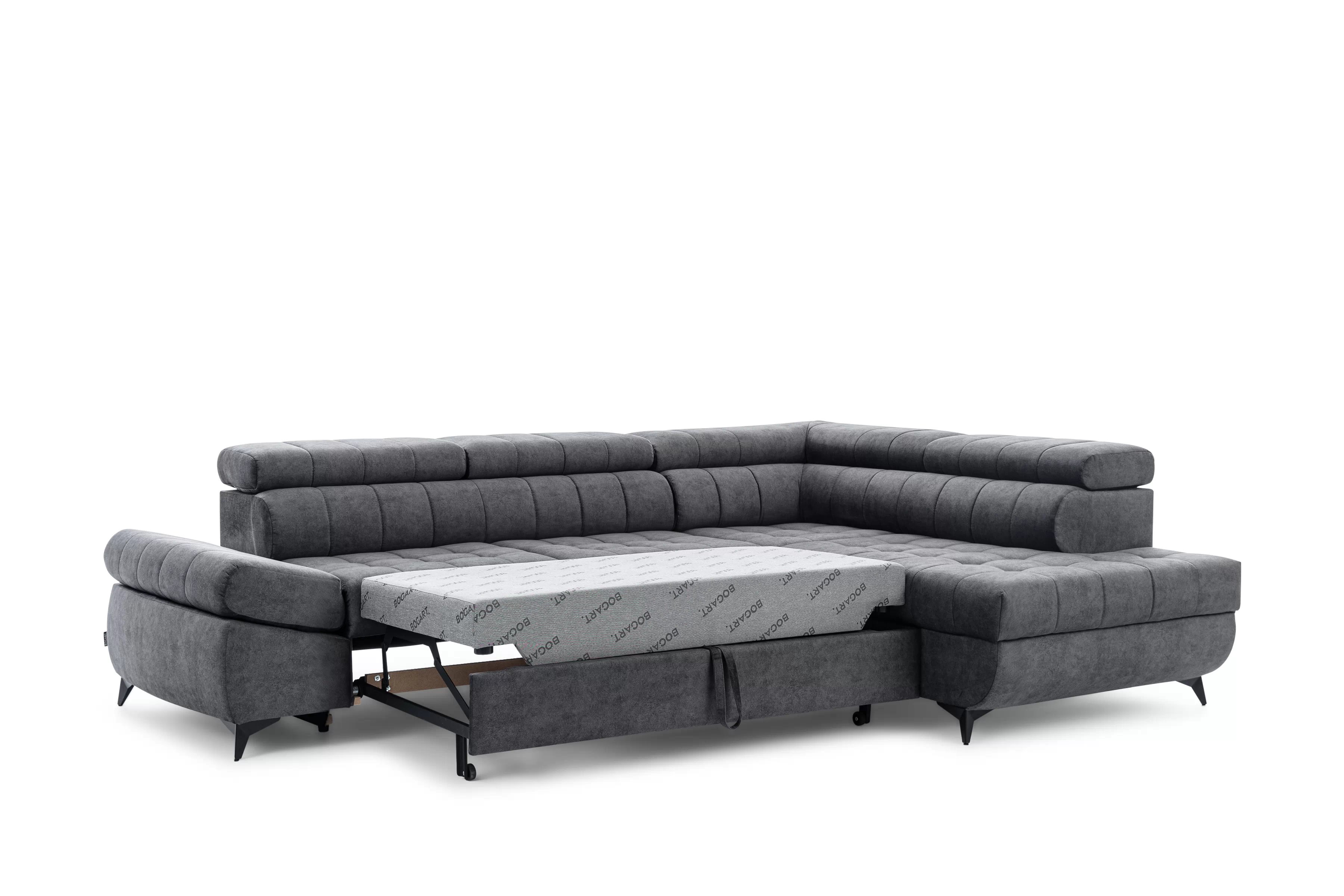 Pravostranná rohová sedačka Valoris L s rozkladom - grafitový hydrofóbny zamat Zetta 305 Rohová sedacia súprava pravá strana Valoris L s funkciou spánku - Grafitový velúr hydrofobowy Zetta 305