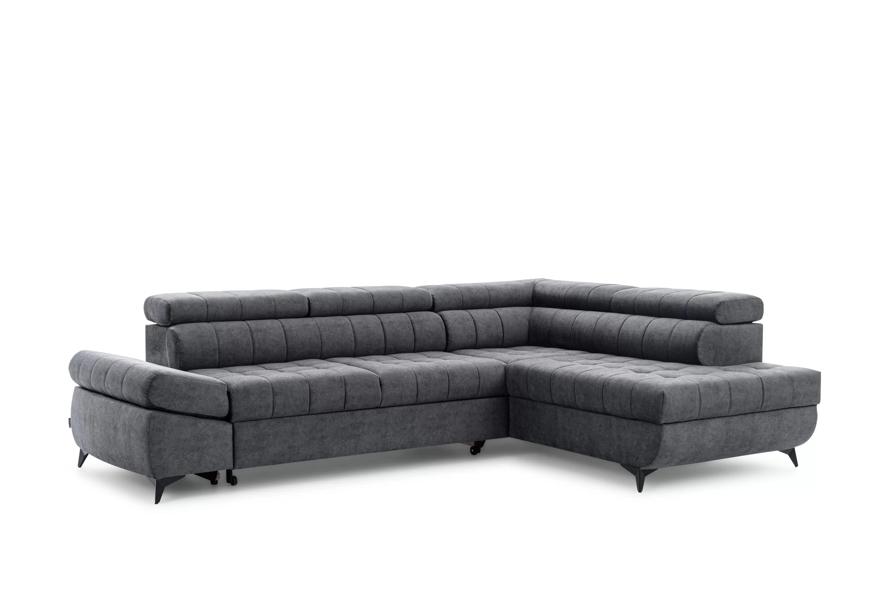 Pravostranná rohová sedačka Valoris L s rozkladom - grafitový hydrofóbny zamat Zetta 305 Rohová sedacia súprava pravá strana Valoris L s funkciou spánku - Grafitový velúr hydrofobowy Zetta 305