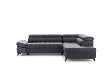 Pravostranná rohová pohovka Valoris L s rozkladem - grafitový hydrofobní samet Zetta 305 Rohová sedací souprava pravá Valoris L rozkládací - grafitová samet hydrofobní  Zetta 305