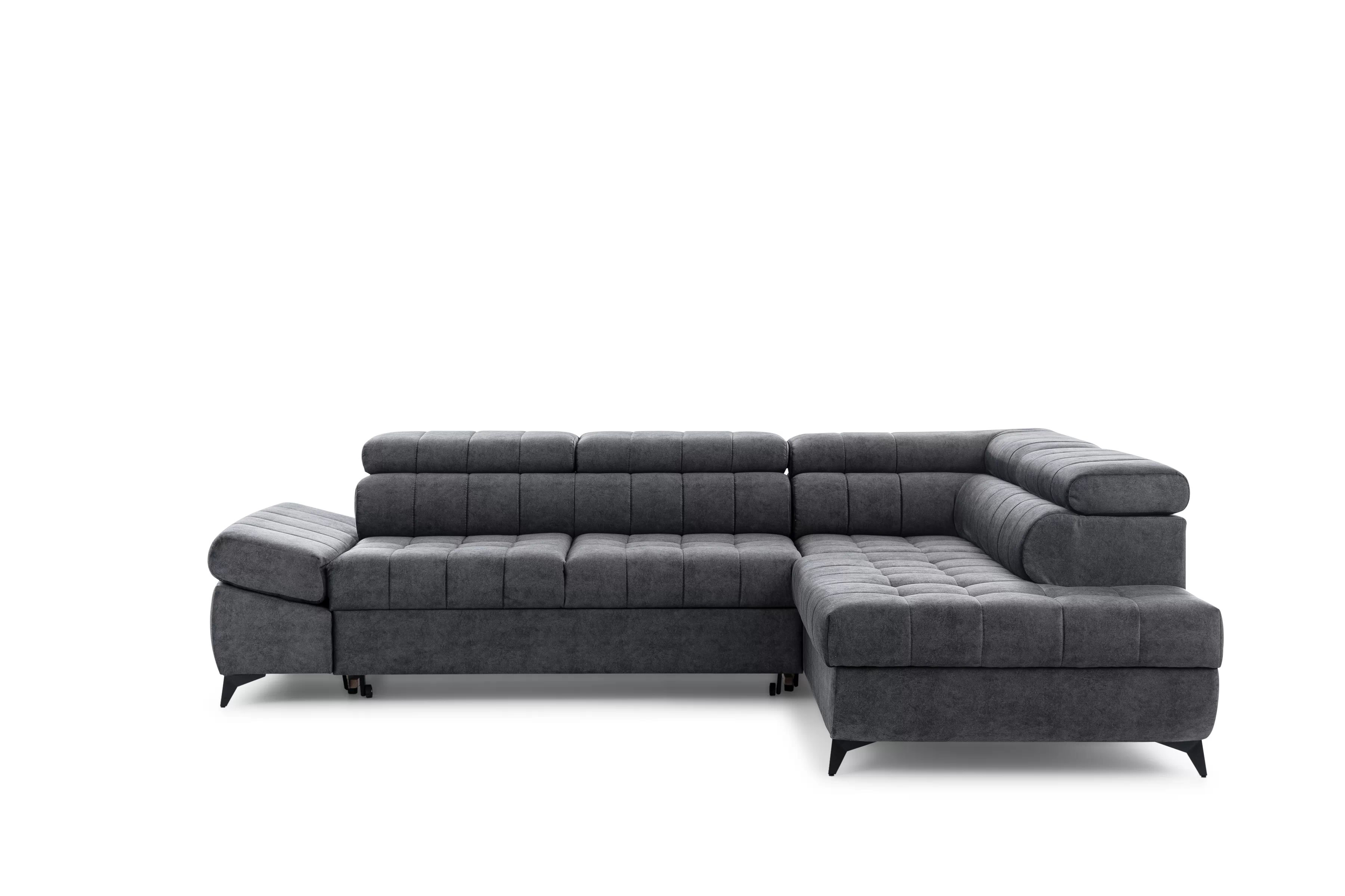 Pravostranná rohová sedačka Valoris L s rozkladom - grafitový hydrofóbny zamat Zetta 305 Rohová sedacia súprava pravá strana Valoris L s funkciou spánku - Grafitový velúr hydrofobowy Zetta 305