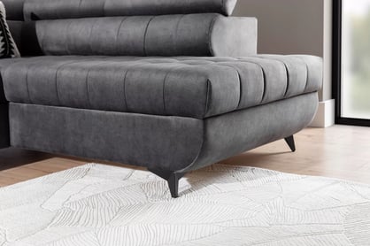 Pravostranná rohová pohovka Valoris L s rozkladem - grafitový hydrofobní samet Zetta 305 Rohová sedací souprava pravá Valoris L rozkládací - grafitová samet hydrofobní  Zetta 305