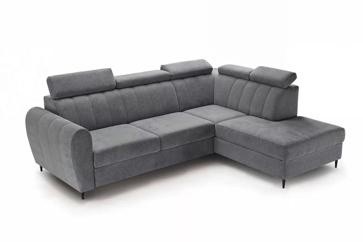 Rozkladacia rohová sedacia súprava Celias L pravá - šedý zamat Kronos 22 Rohová sedacia súprava pravá strana s funkciou spania Celias L - šedý zamat Kronos 22 