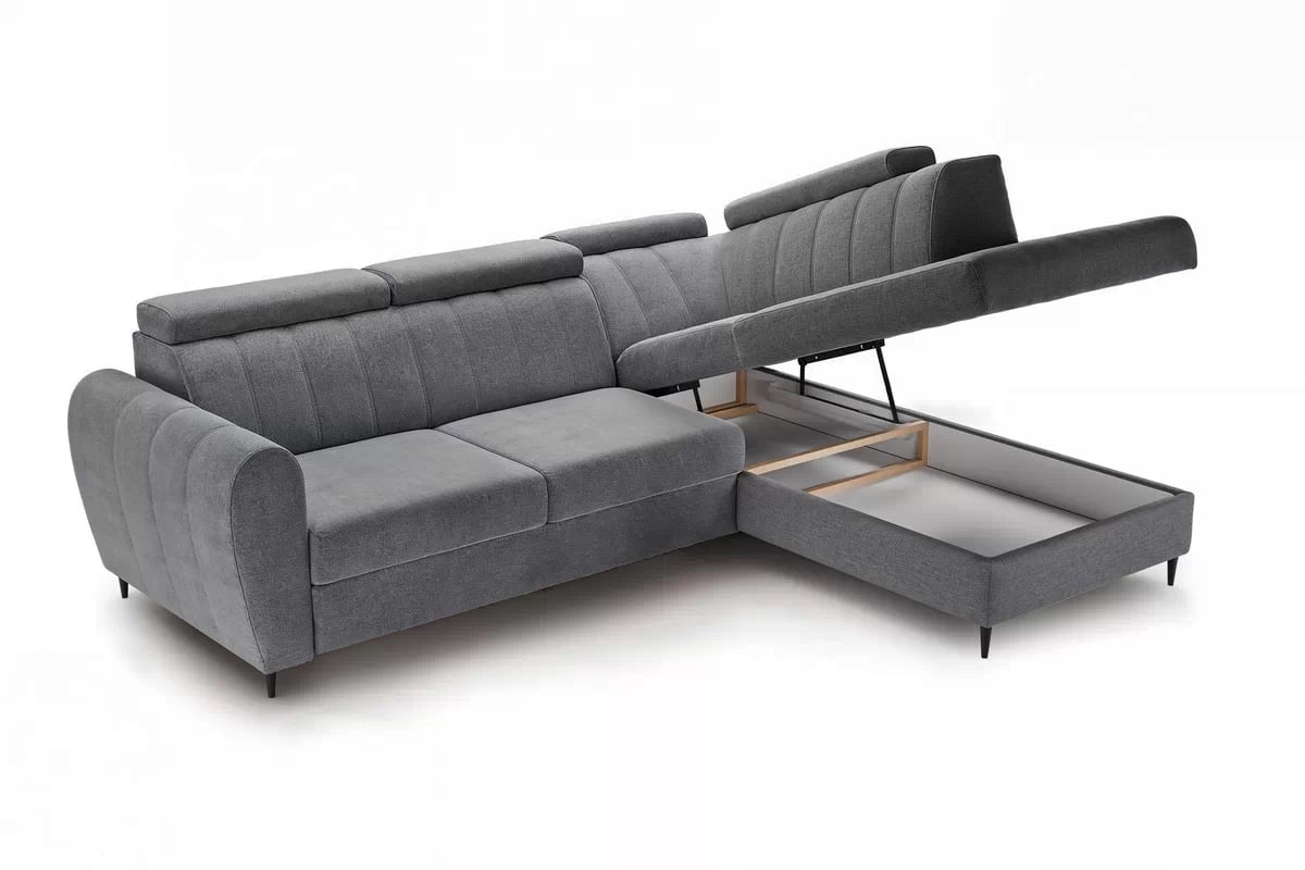 Rozkladacia rohová sedacia súprava Celias L pravá - šedý zamat Kronos 22 Rohová sedacia súprava pravá strana s funkciou spania Celias L - šedý zamat Kronos 22 