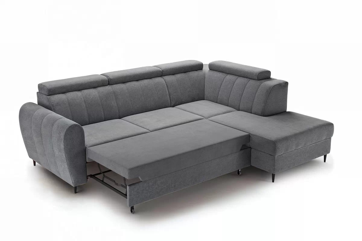 Rozkladacia rohová sedacia súprava Celias L pravá - šedý zamat Kronos 22 Rohová sedacia súprava pravá strana s funkciou spania Celias L - šedý zamat Kronos 22 