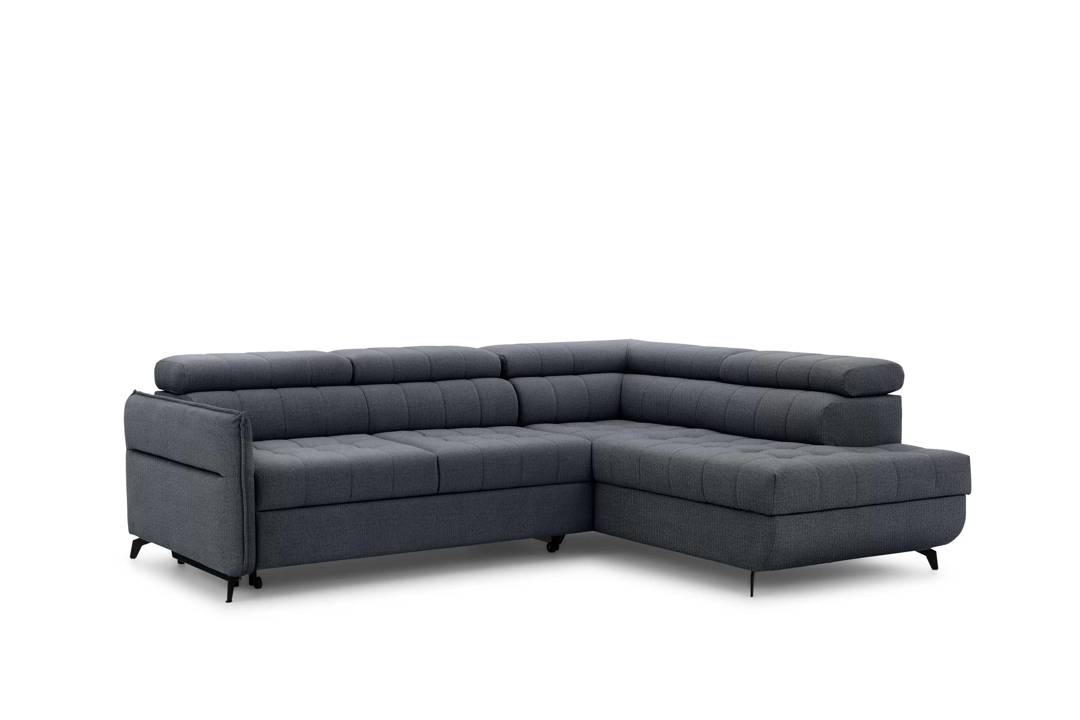 Rozkládací rohová sedací souprava Elarias L pravá - grafitová Perfect Harmony 90 Rohová sedací souprava pravá rozkládací Elarias L - grafitová šenil Perfect Harmony 90