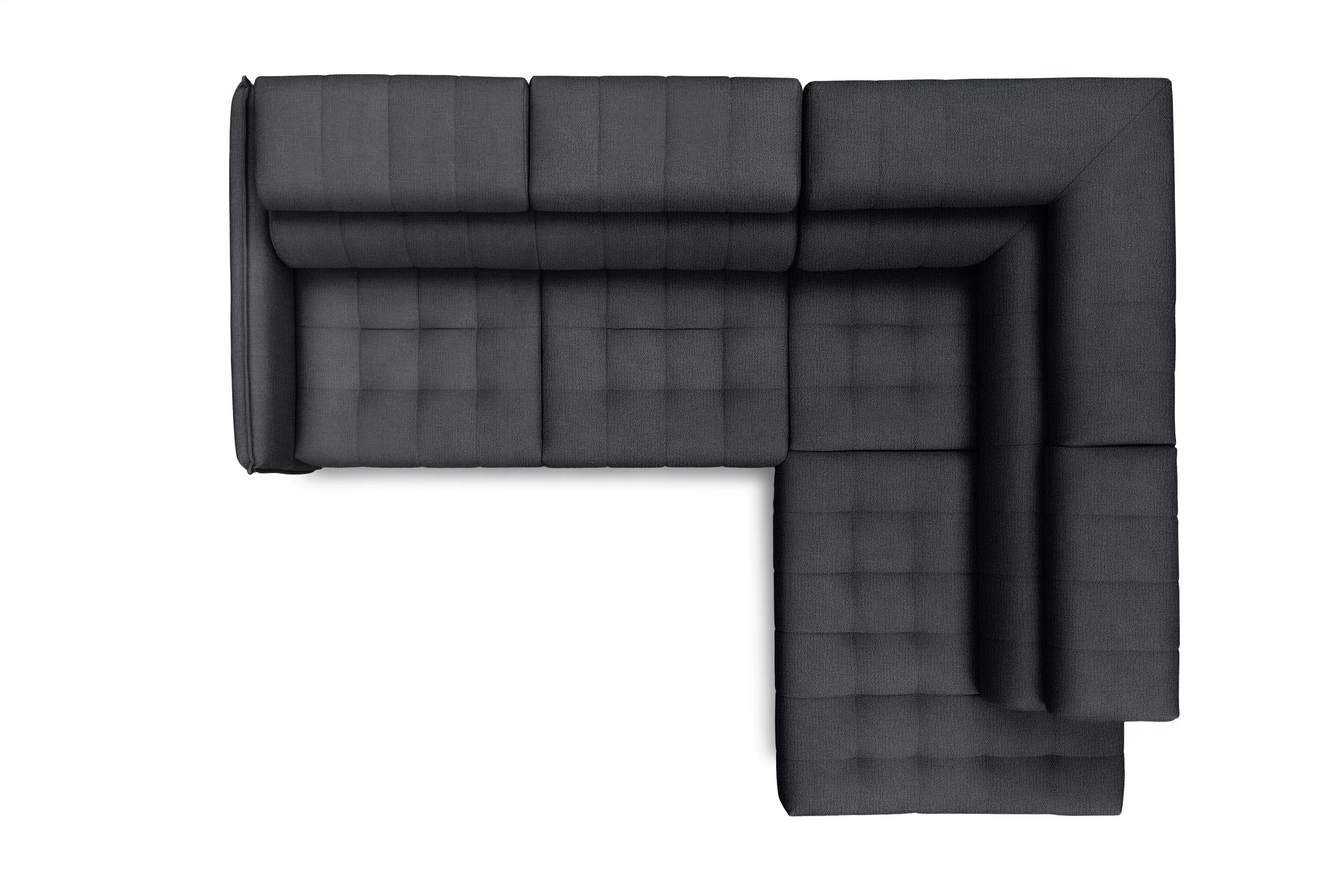 Rozkládací rohová sedací souprava Elarias L pravá - grafitová Perfect Harmony 90 Rohová sedací souprava pravá rozkládací Elarias L - grafitová šenil Perfect Harmony 90