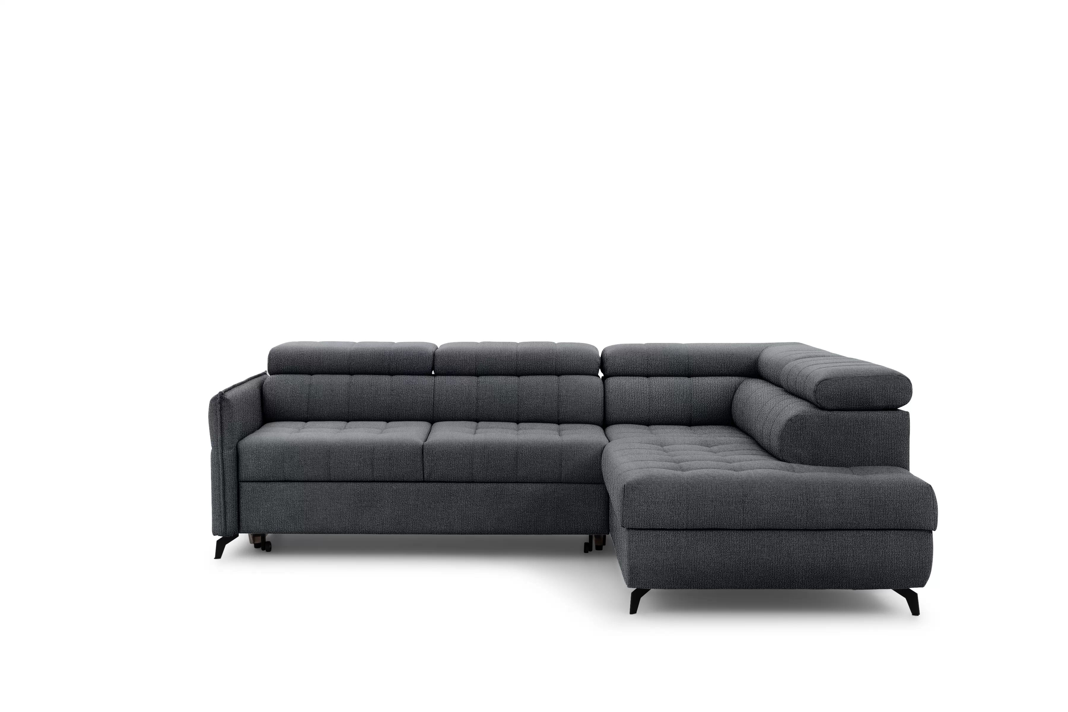 Rozkládací rohová sedací souprava Elarias L pravá - grafitová Perfect Harmony 90 Rohová sedací souprava pravá rozkládací Elarias L - grafitová šenil Perfect Harmony 90