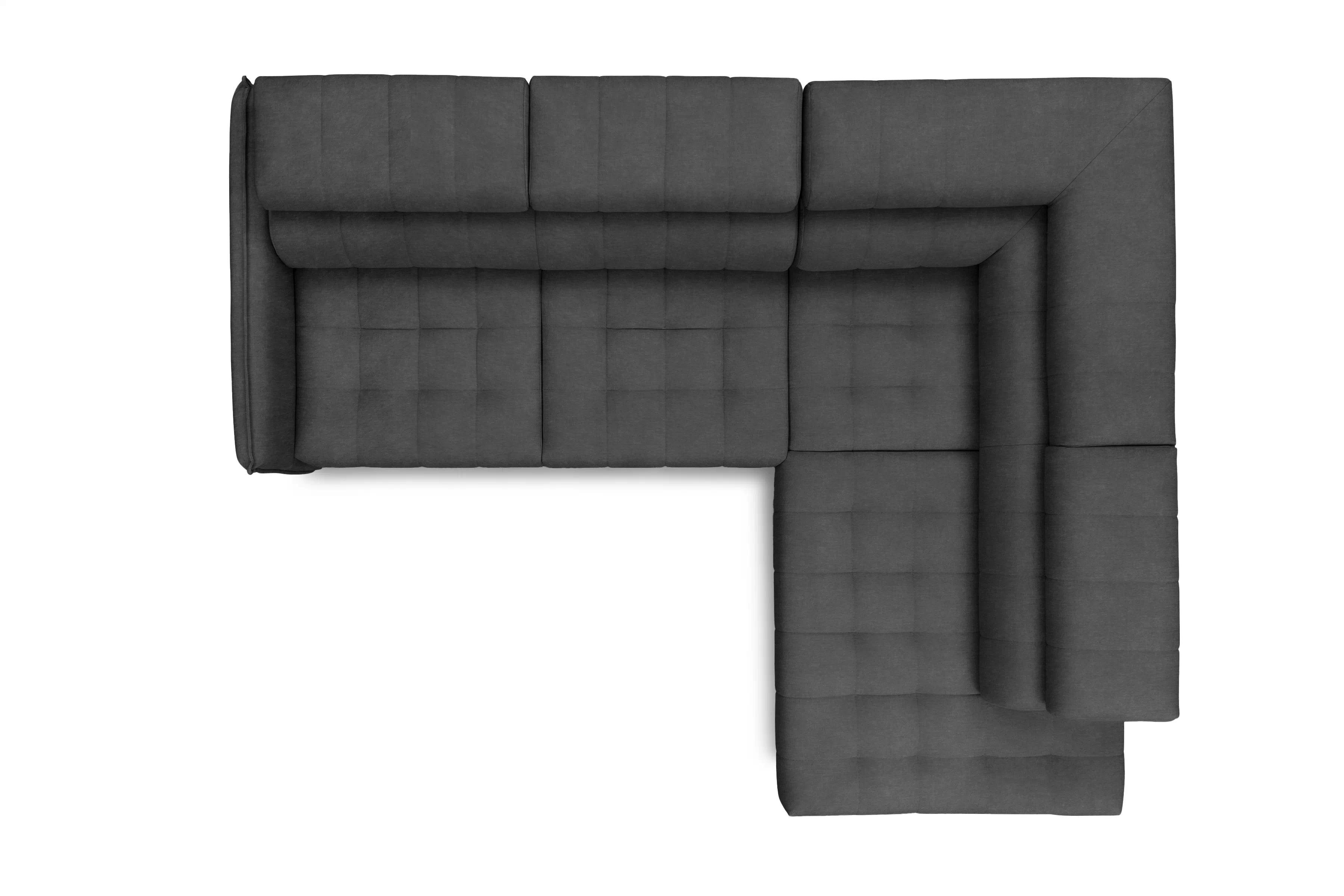 Rohová sedacia súprava Elarias L pravá s funkciou spania - grafitový hydrofóbny zamat Zetta 305 Rohová sedacia súprava pravá strana s funkciou spania Elarias L - Grafitový zamat hydrofobowy Zetta 305