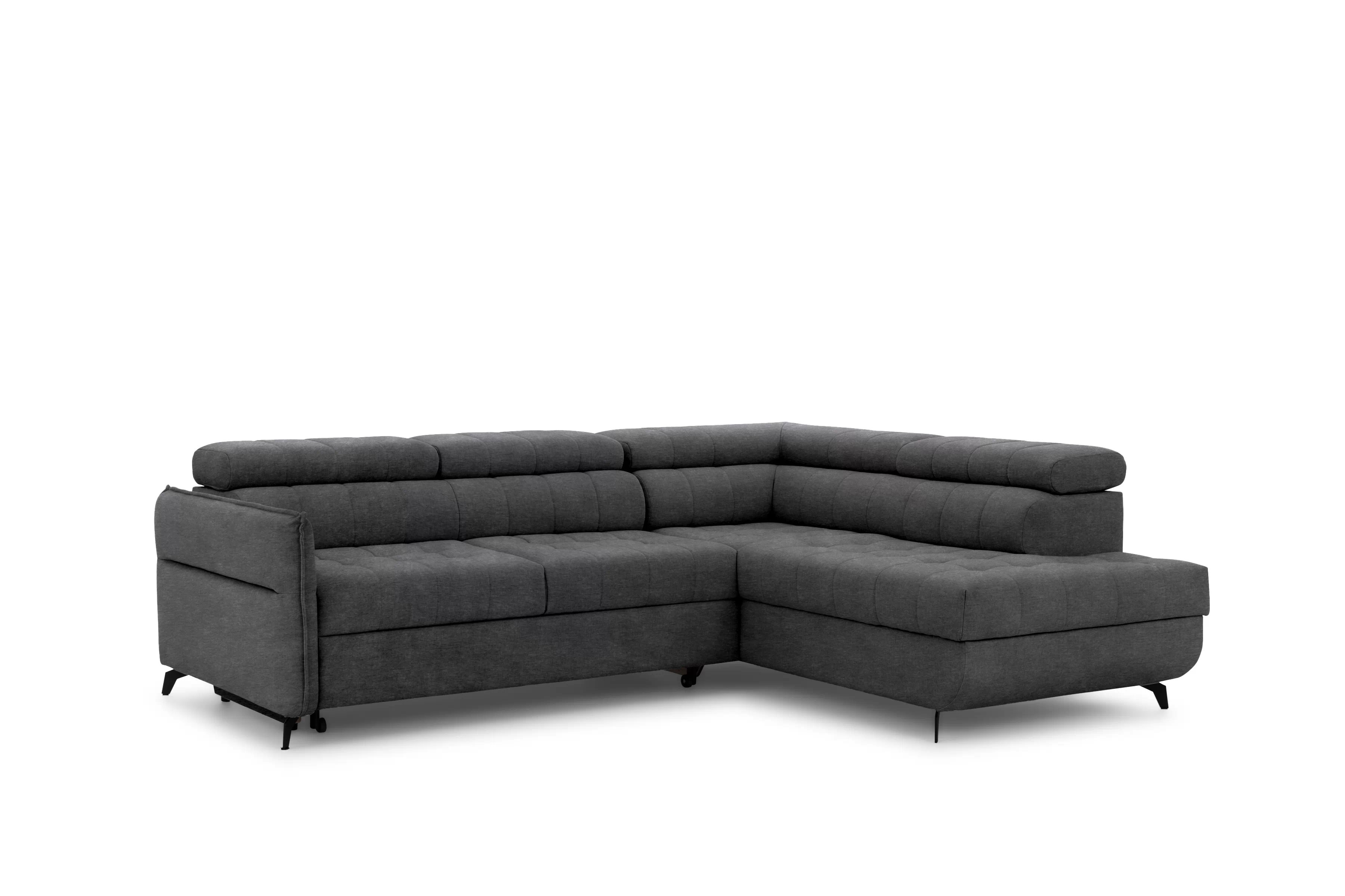 Rohová sedacia súprava Elarias L pravá s funkciou spania - grafitový hydrofóbny zamat Zetta 305 Rohová sedacia súprava pravá strana s funkciou spania Elarias L - Grafitový zamat hydrofobowy Zetta 305