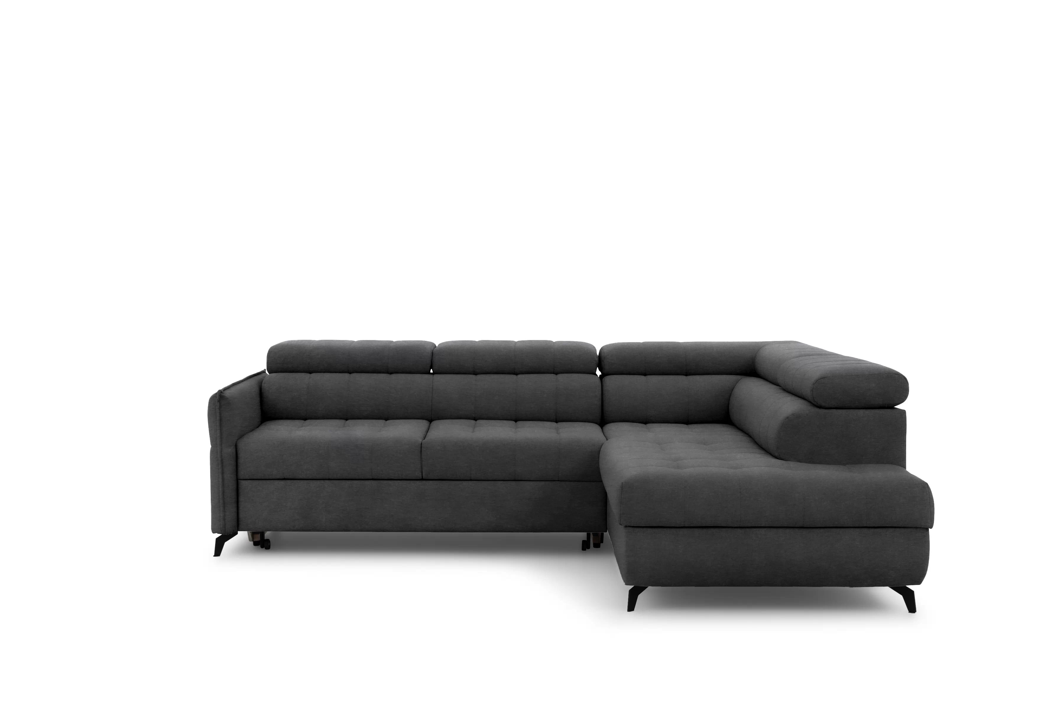 Rohová sedacia súprava Elarias L pravá s funkciou spania - grafitový hydrofóbny zamat Zetta 305 Rohová sedacia súprava pravá strana s funkciou spania Elarias L - Grafitový zamat hydrofobowy Zetta 305