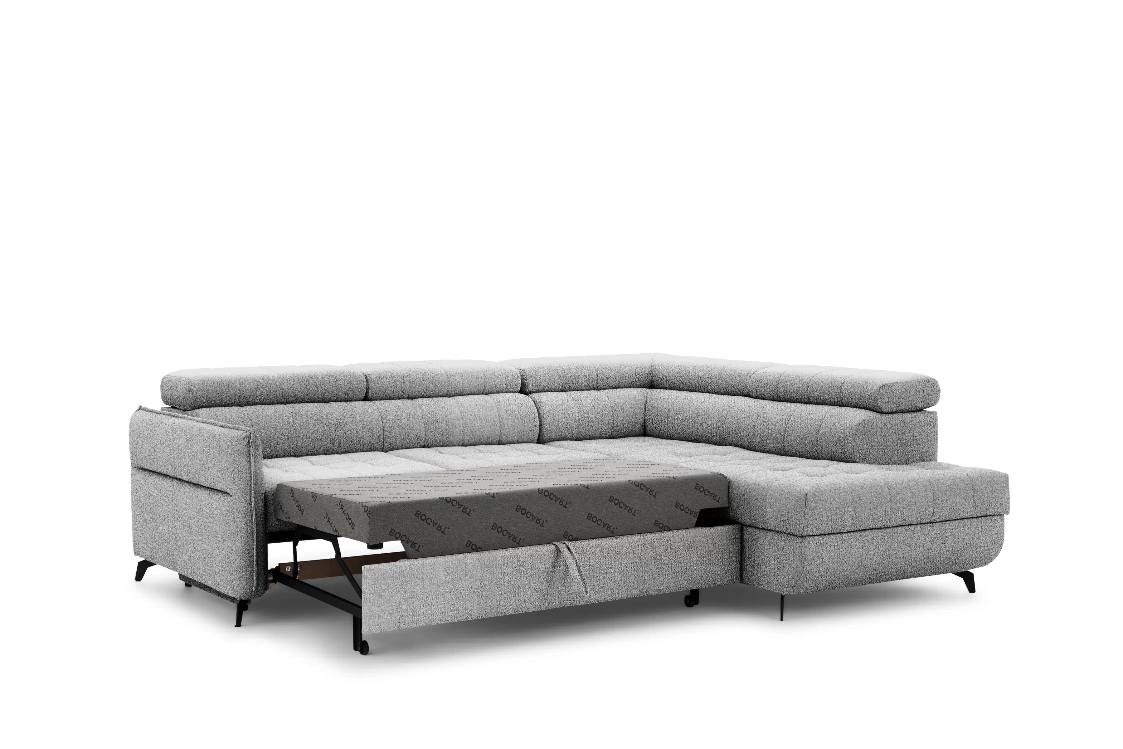 Rozkládací rohová sedací souprava Elarias L pravá - šedá Perfect Harmony 80 Rohová sedací souprava pravá rozkládací Elarias L - šedá šenil Perfect Harmony 80