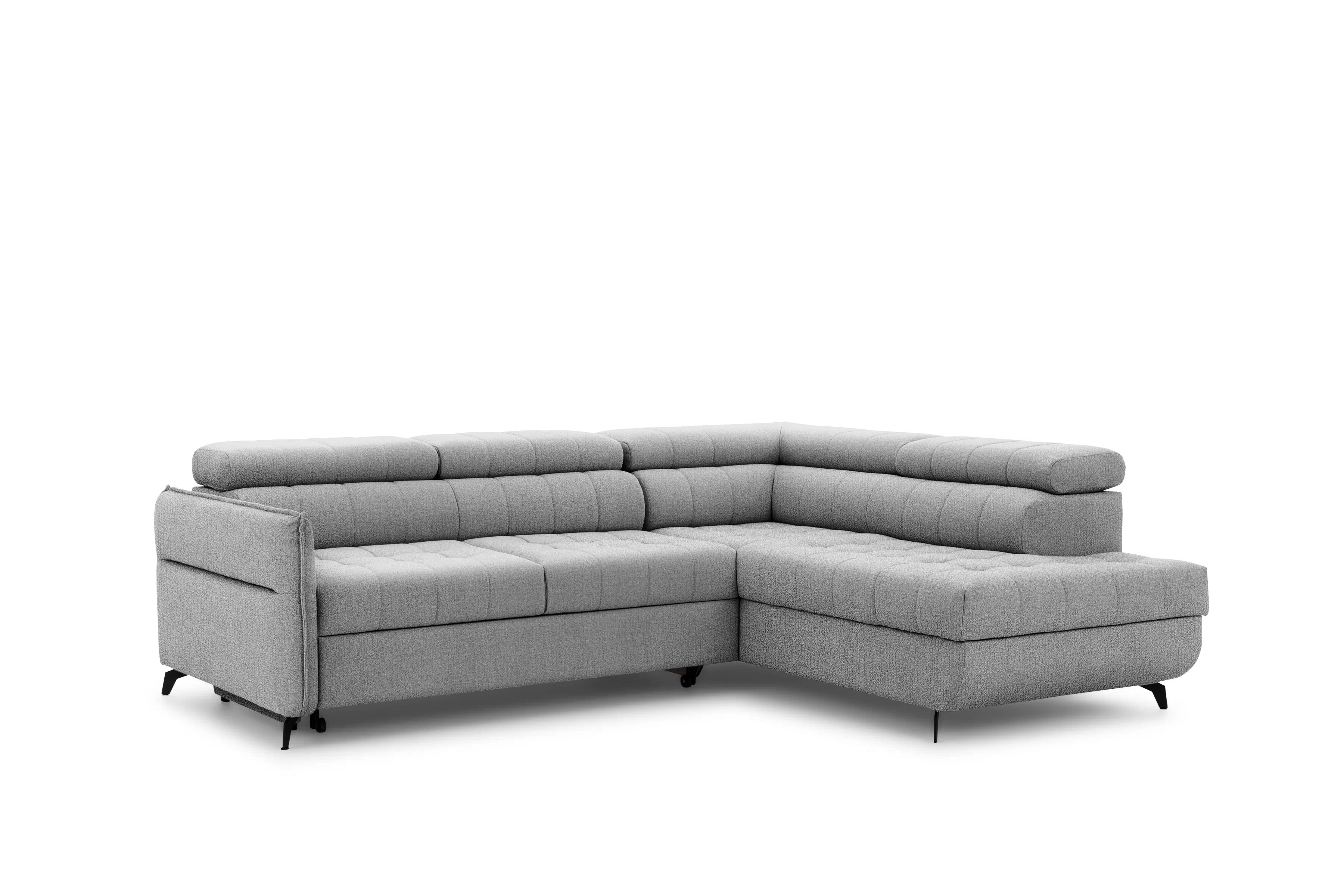 Rozkládací rohová sedací souprava Elarias L pravá - šedá Perfect Harmony 80 Rohová sedací souprava pravá rozkládací Elarias L - šedá šenil Perfect Harmony 80