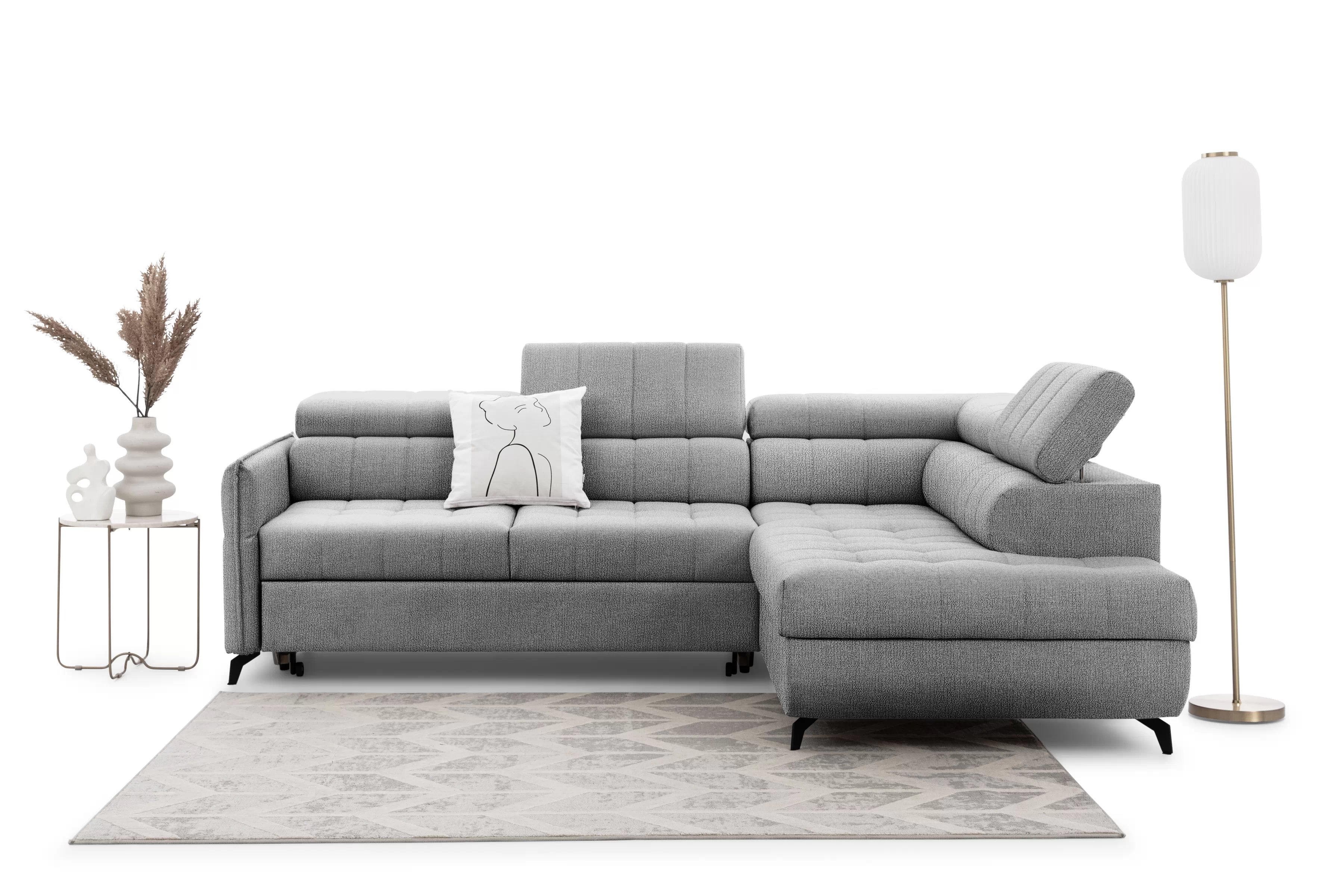 Rozkládací rohová sedací souprava Elarias L pravá - šedá Perfect Harmony 80 Rohová sedací souprava pravá rozkládací Elarias L - šedá šenil Perfect Harmony 80