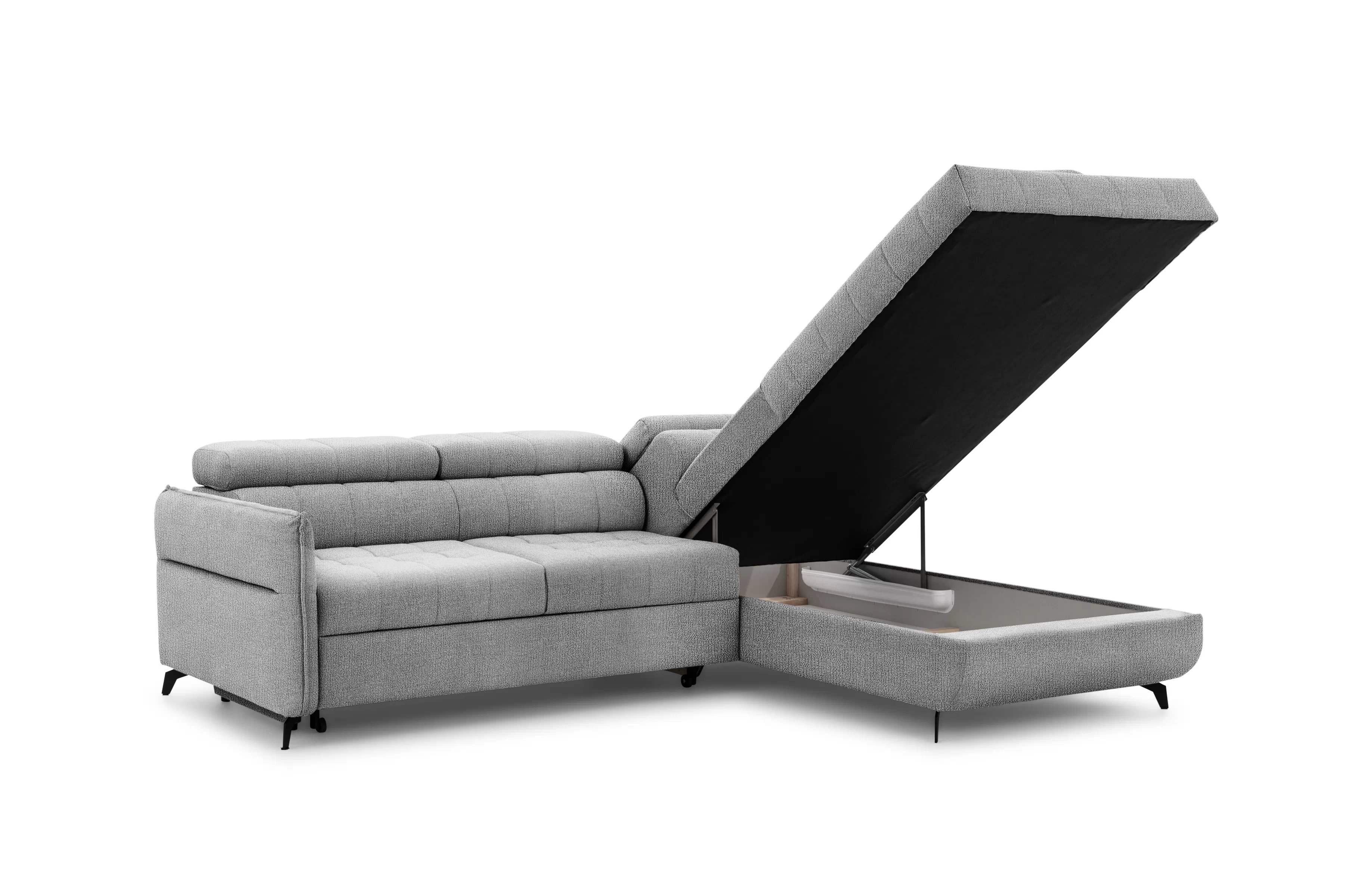 Rozkládací rohová sedací souprava Elarias L pravá - šedá Perfect Harmony 80 Rohová sedací souprava pravá rozkládací Elarias L - šedá šenil Perfect Harmony 80