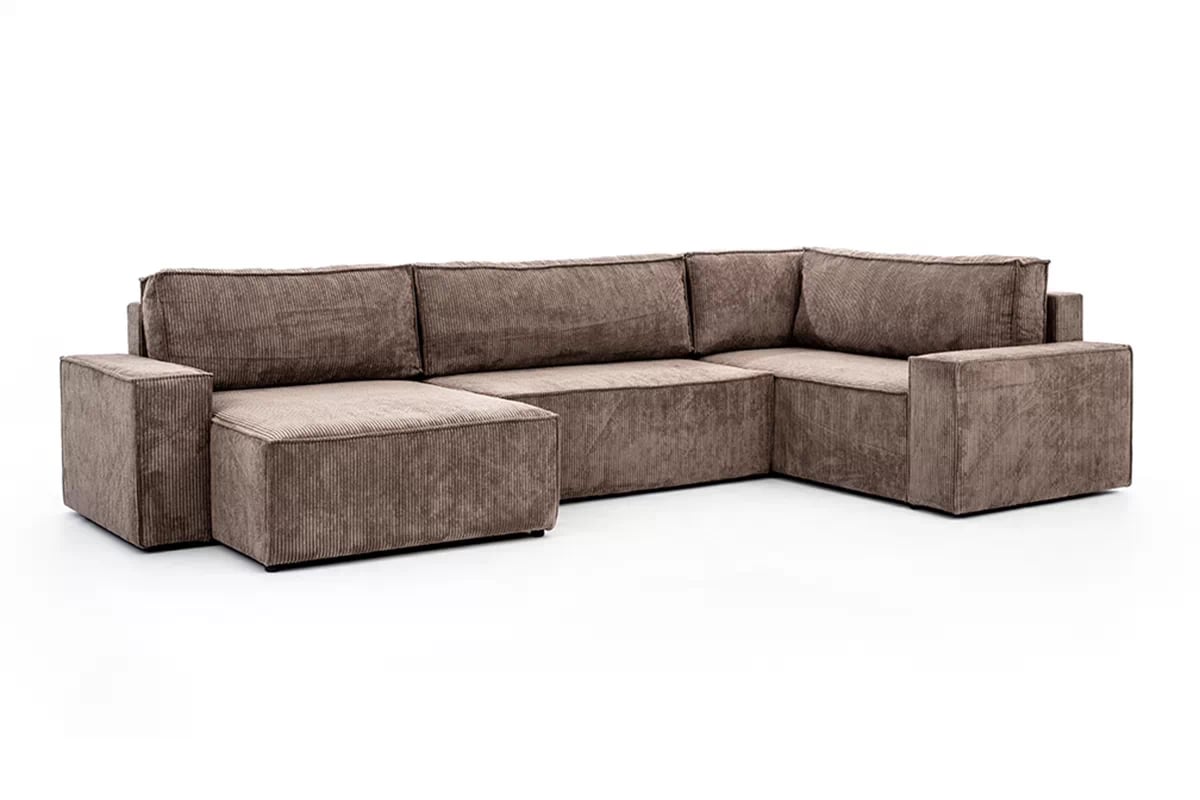 Rozkladacia rohová sedačka Flabio U ľavá - hnedý menčester Lincoln 17 Rohová sedacia súprava Ľavá strana s funkciou spánku Flabio U - Hnedý MENČESTER ľahkočistiaci Anafi 6 